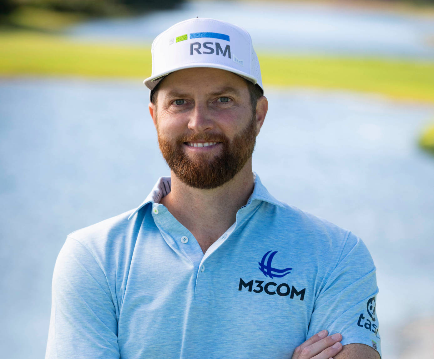 Chris Kirk, golfer, light blue polo, HD Desktop Wallpaper