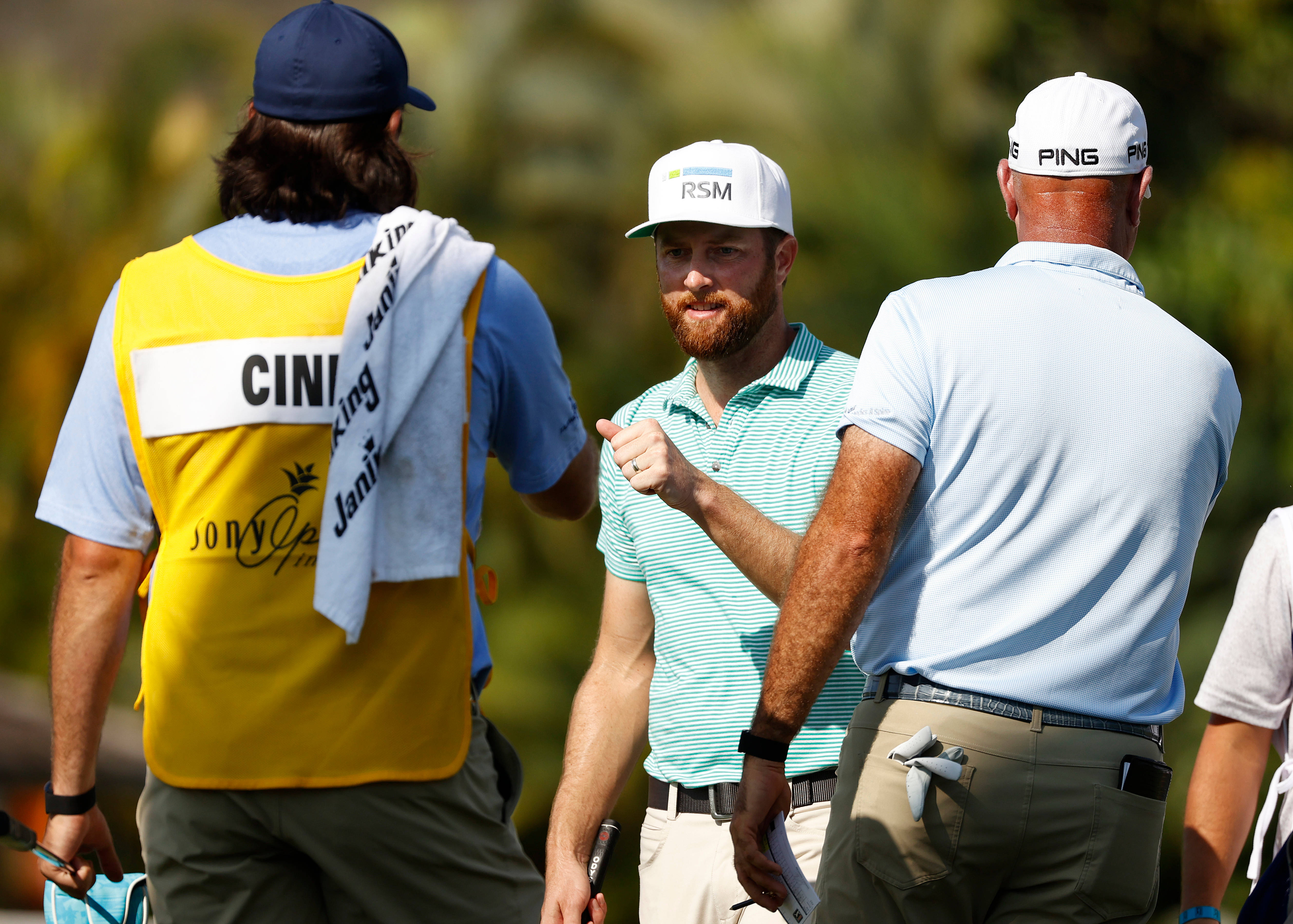 Chris Kirk, caddie, golfers, 4K Desktop Wallpaper