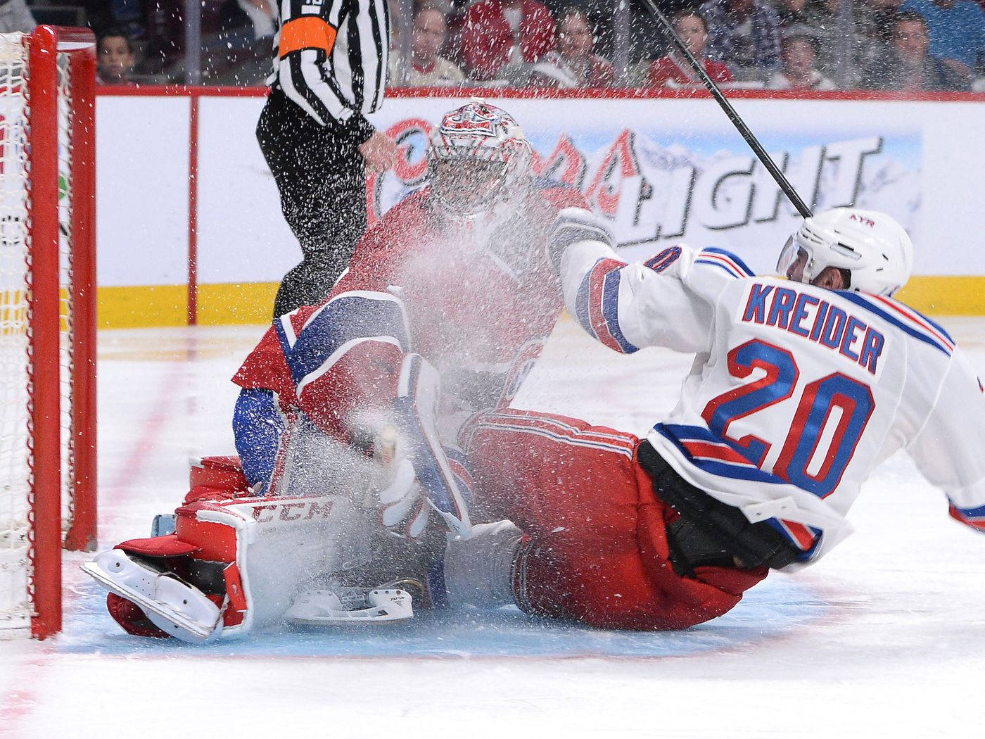 Chris Kreider, red jacket, white jersey number 20, HD Desktop Wallpaper