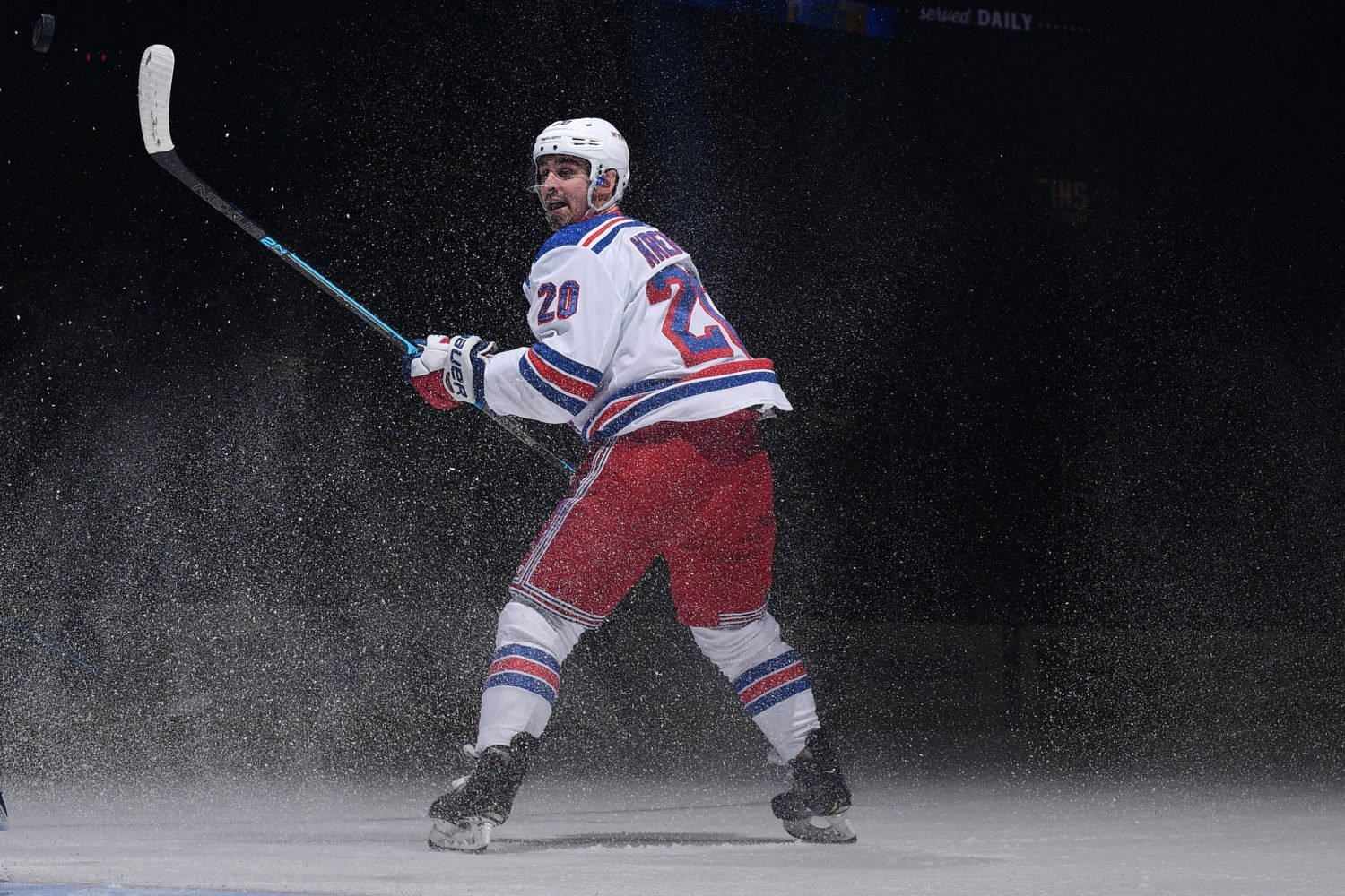 Chris Kreider, white red and blue uniform, ice hockey, HD Desktop Wallpaper