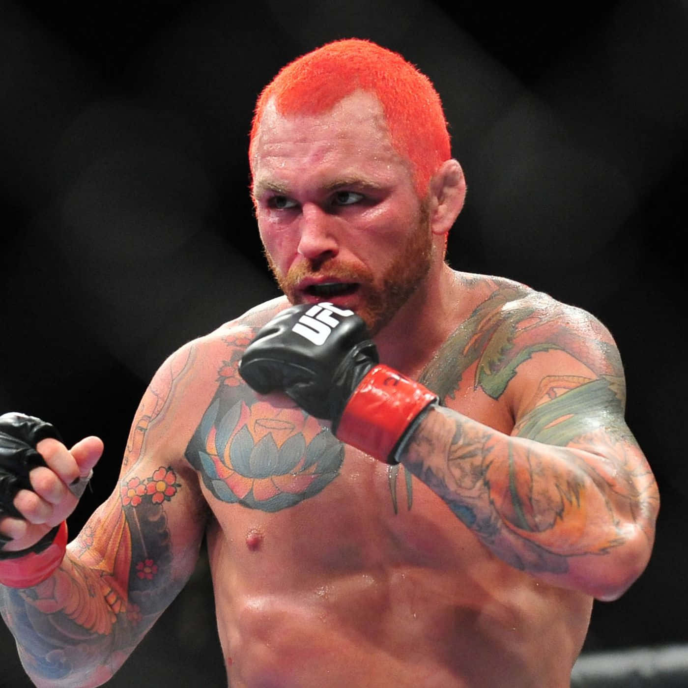 Chris Leben, black UFC gloves, fiery red hair, HD Desktop Wallpaper