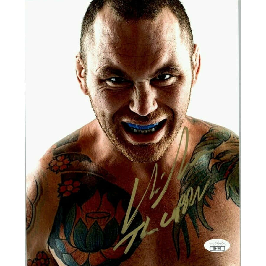 Chris Leben, tattooed man, blue mouthguard, SD Desktop Wallpaper