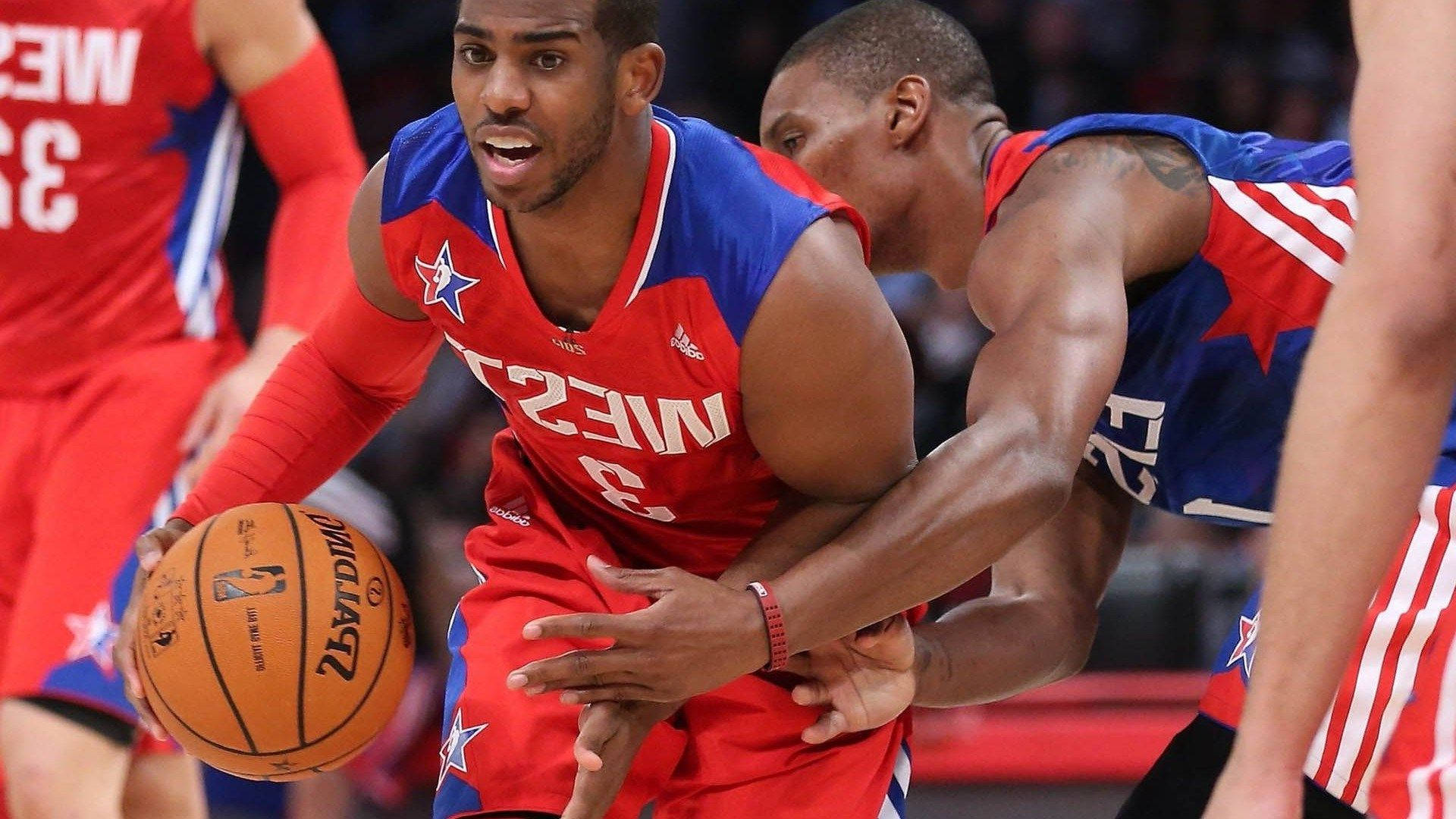 Chris Paul, red west jersey, basketball player, Full HD Desktop Wallpaper