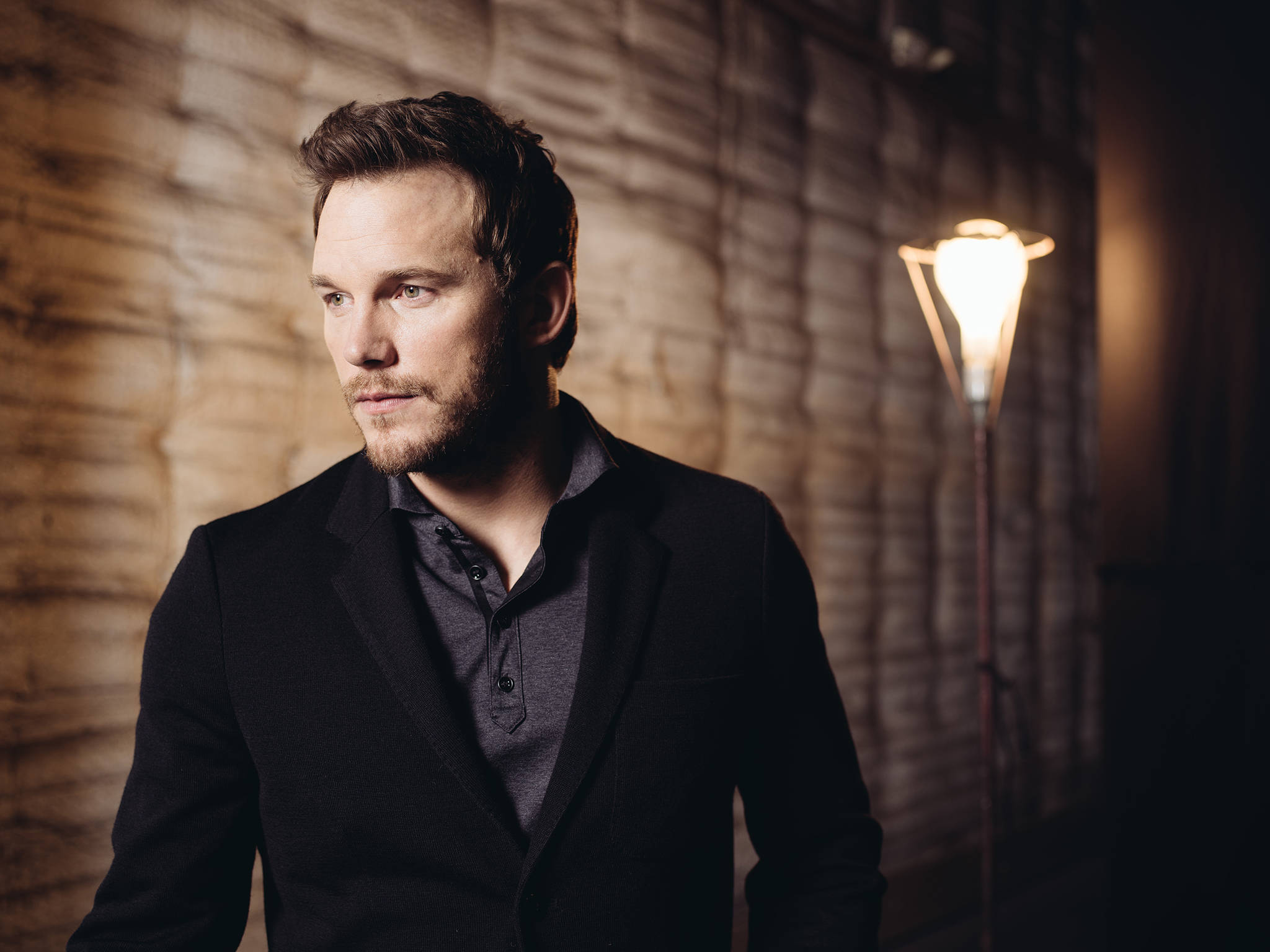 Chris Pratt, beard, dark suit, Full HD Desktop Wallpaper