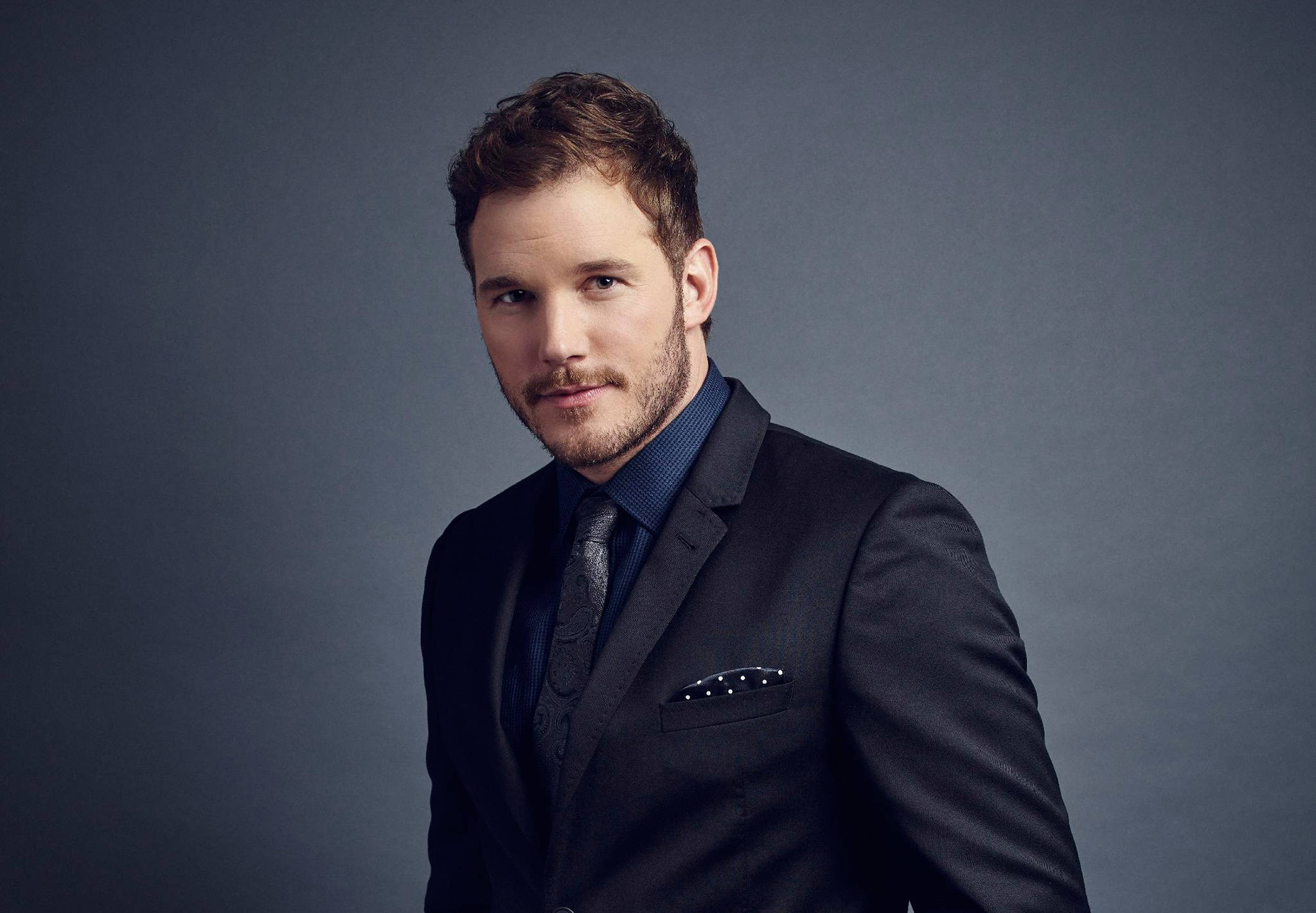Chris Pratt, formal suit, dark suit, Full HD Desktop Wallpaper
