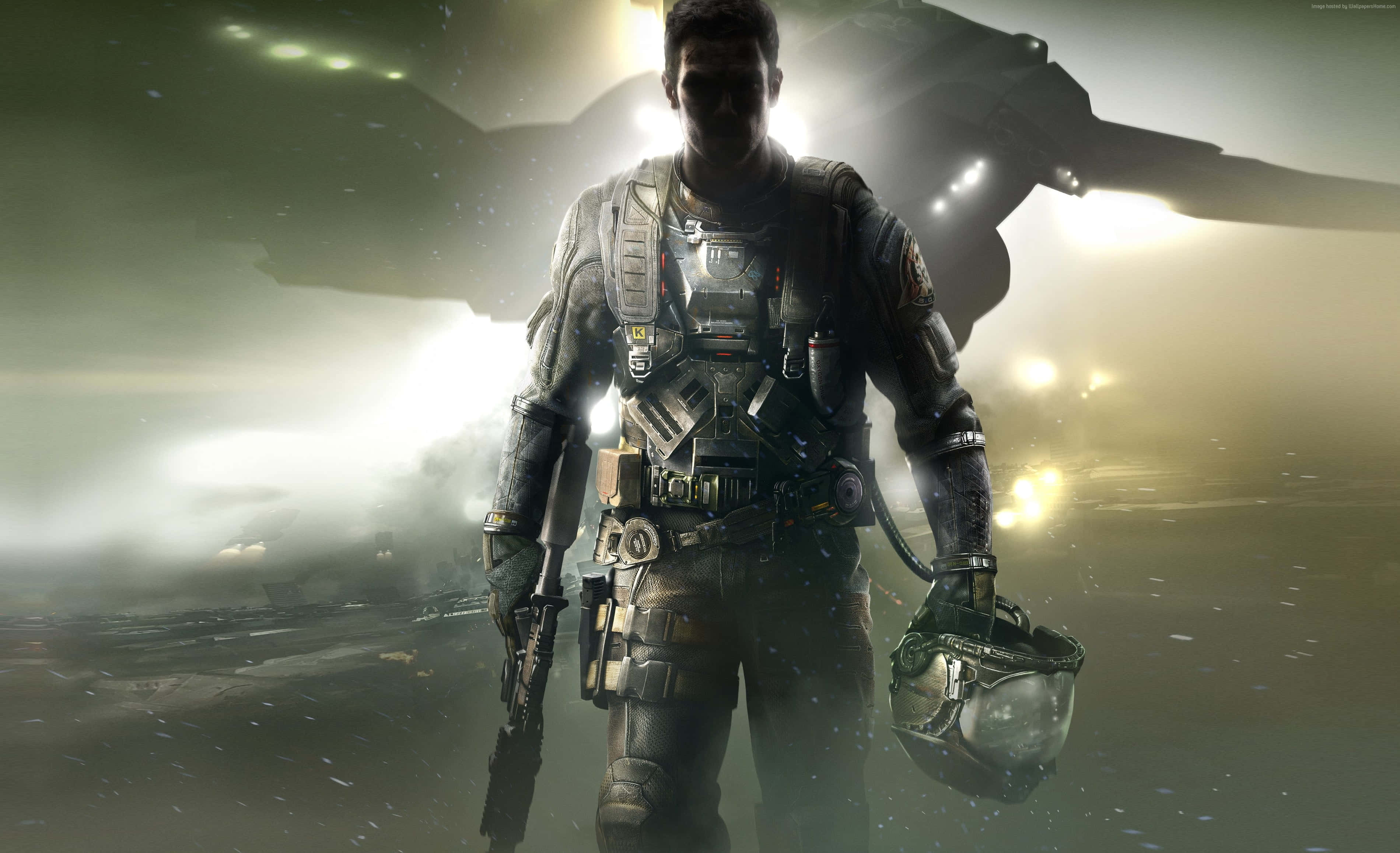 Chris Redfield, futuristic combat gear, helmet, 2K Desktop Wallpaper