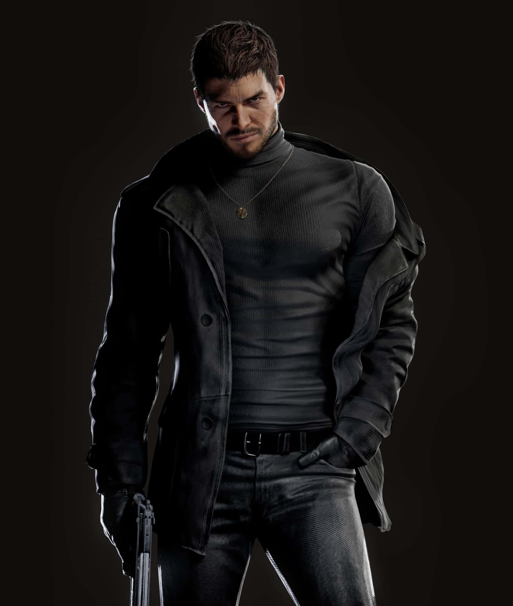 Chris Redfield, dark coat, gloves, Full HD Phone Wallpaper