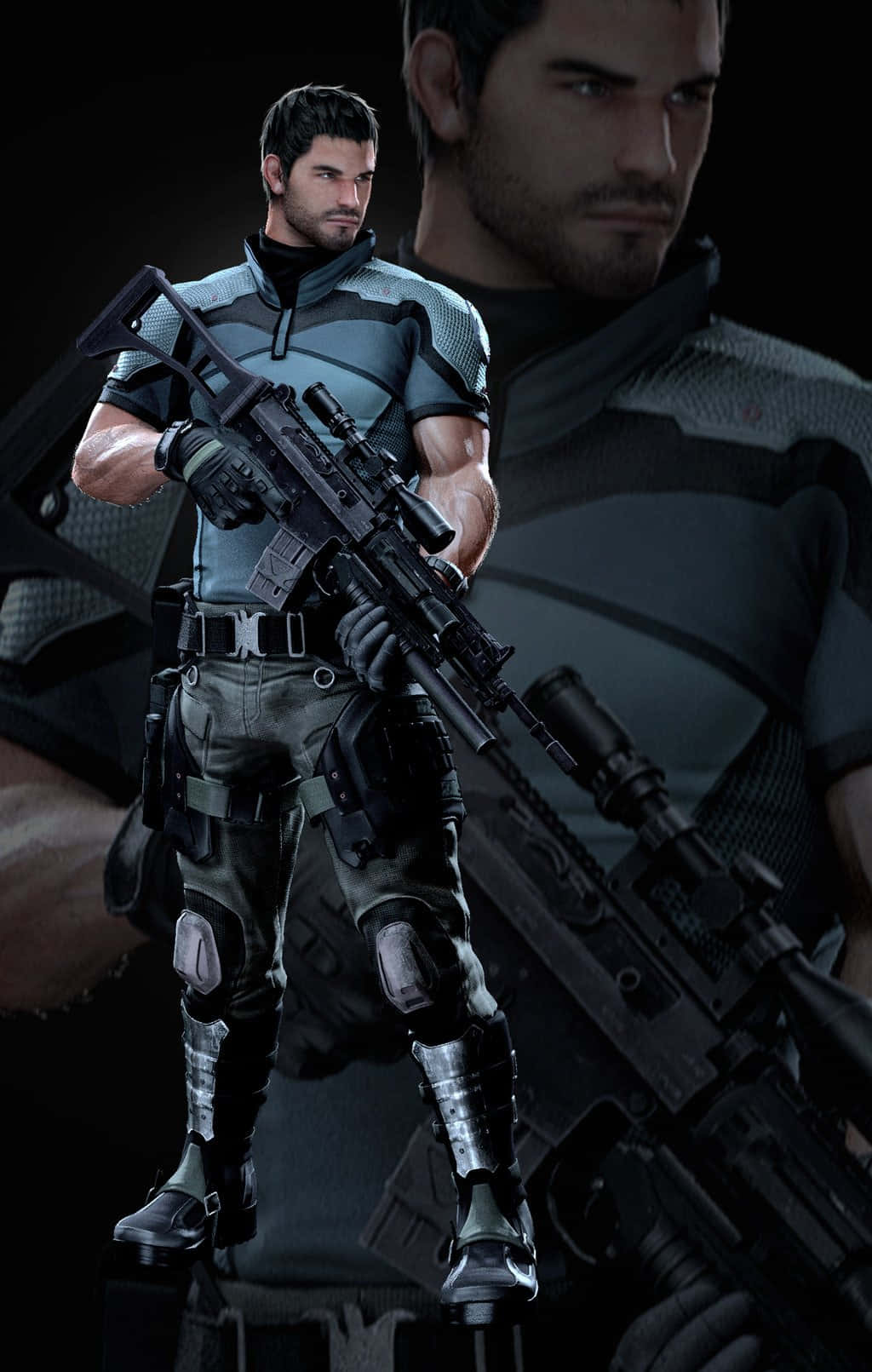 Chris Redfield, tactical gear, rifle, HD Phone Wallpaper