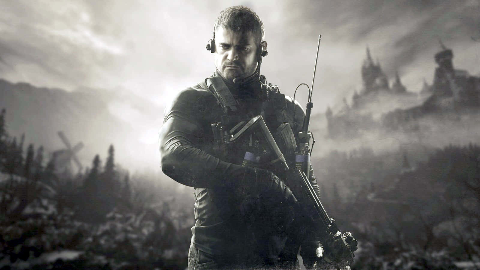 Chris Redfield, tactical gear, rifle, HD Desktop Wallpaper