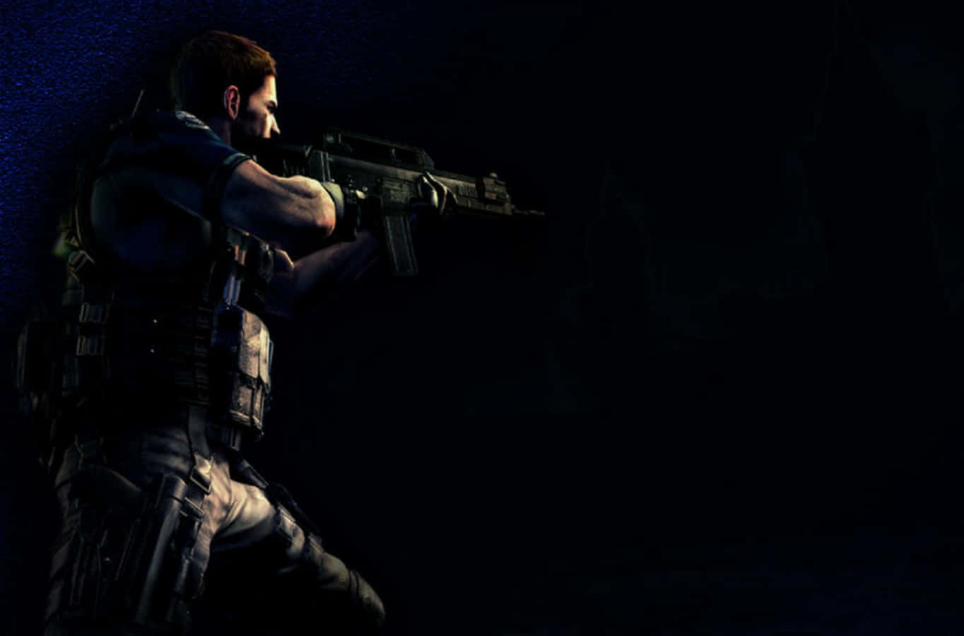 Chris Redfield, tactical gear, rifle, HD Desktop Wallpaper