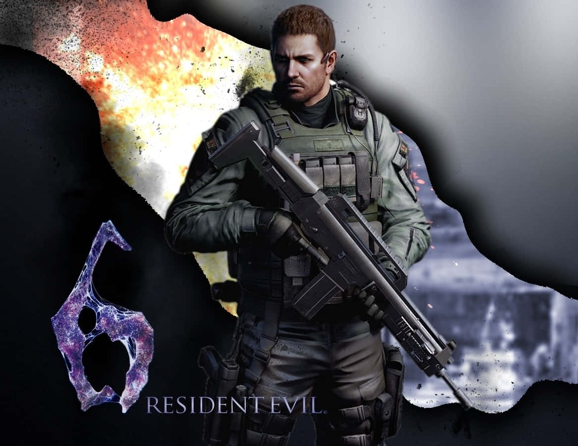 Chris Redfield, tactical gear, rifle, SD Desktop Wallpaper