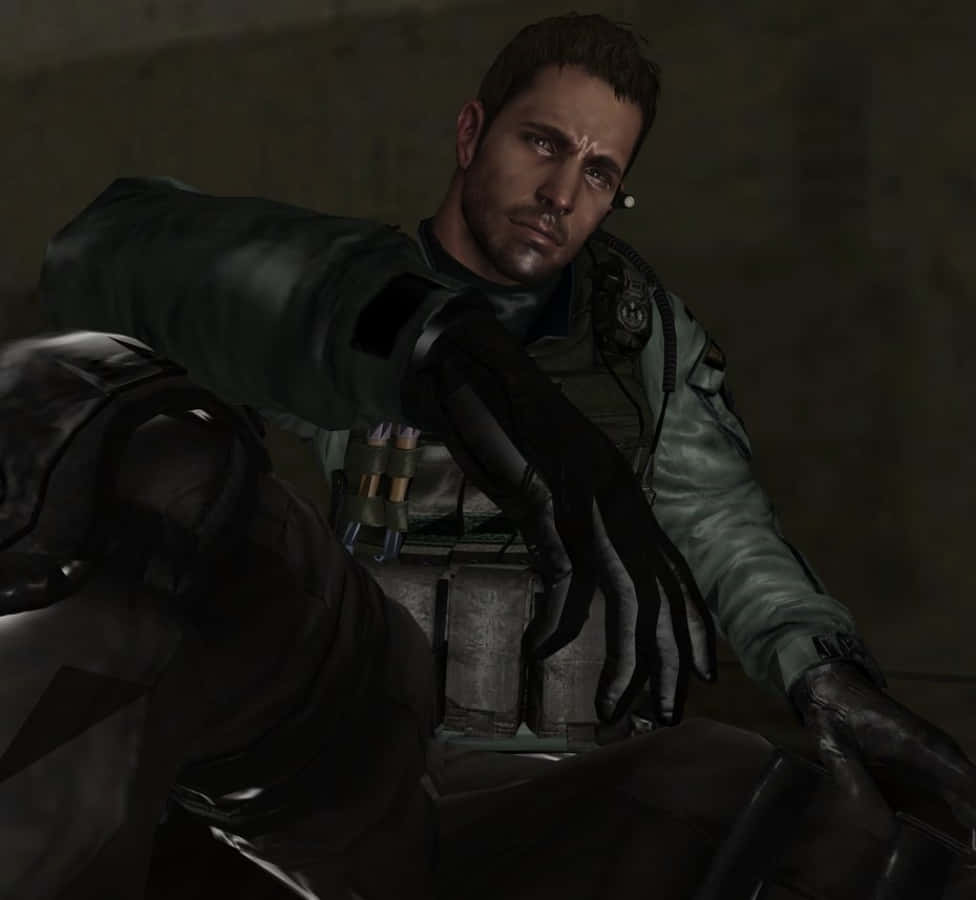 Chris Redfield, tactical gear, dimly lit environment, SD Desktop Wallpaper