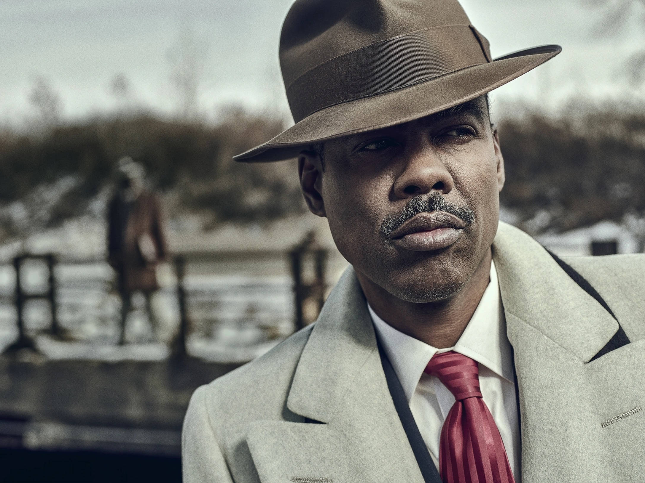Chris Rock, brown fedora, grey suit, Full HD Desktop Wallpaper
