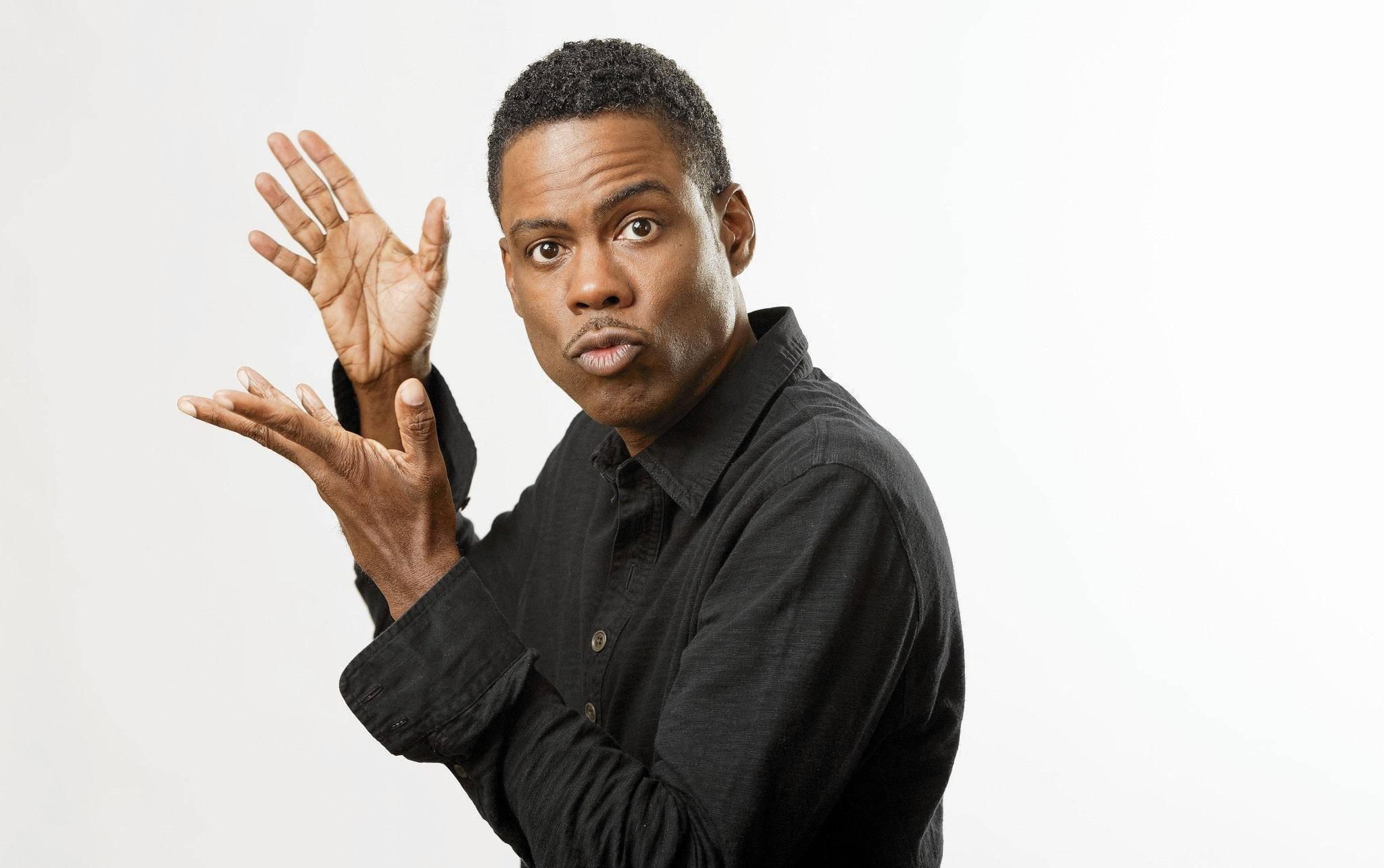 Chris Rock, black shirt, white background, Full HD Desktop Wallpaper