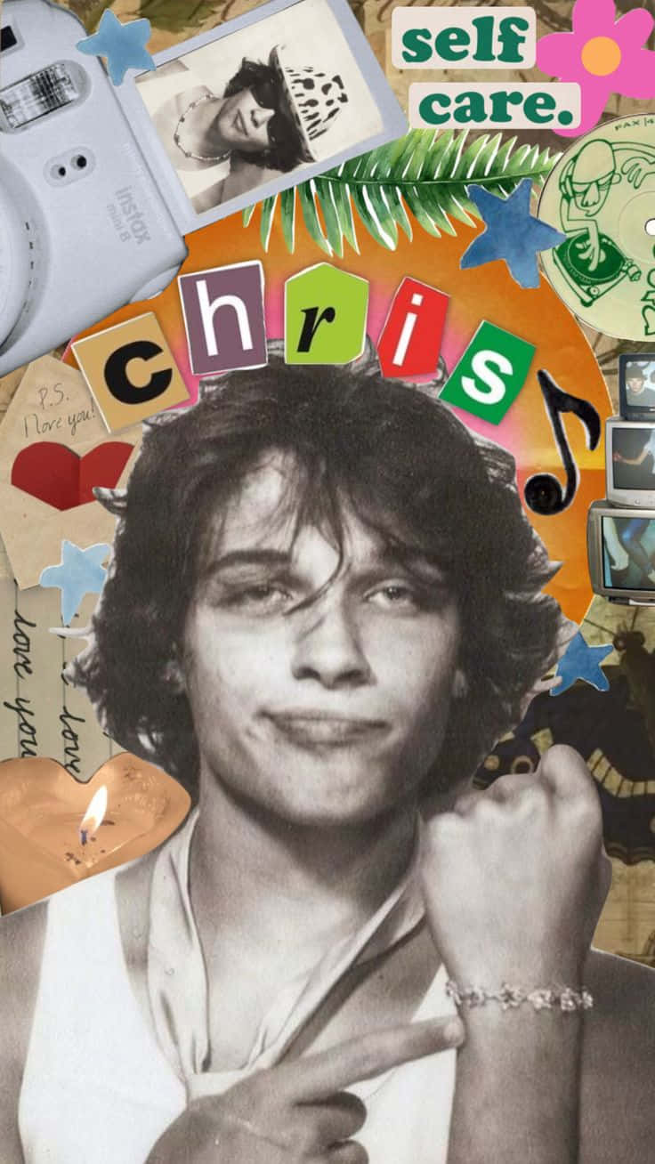Chris Sturniolo, collage aesthetic, dark hair, HD Phone Wallpaper