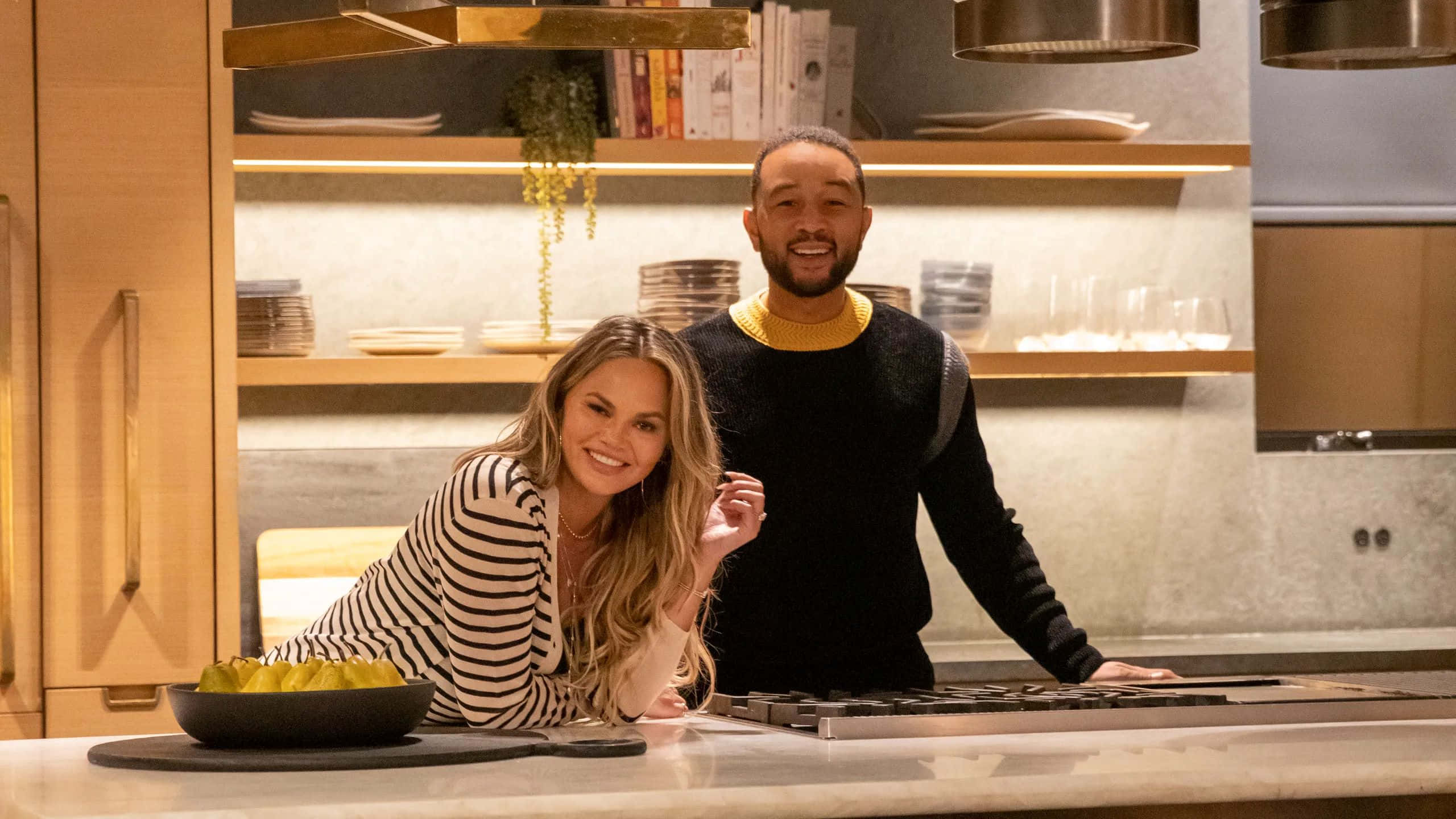 Chrissy Teigen, kitchen, modern kitchen, 2K Desktop Wallpaper