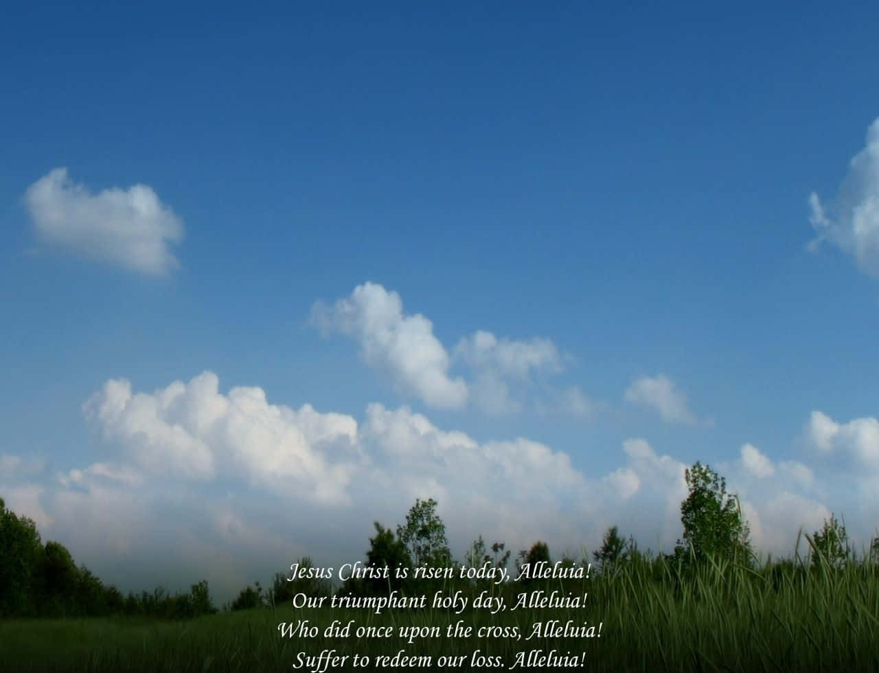 Christ Is Risen, vast blue sky, fluffy white clouds, HD Desktop Wallpaper