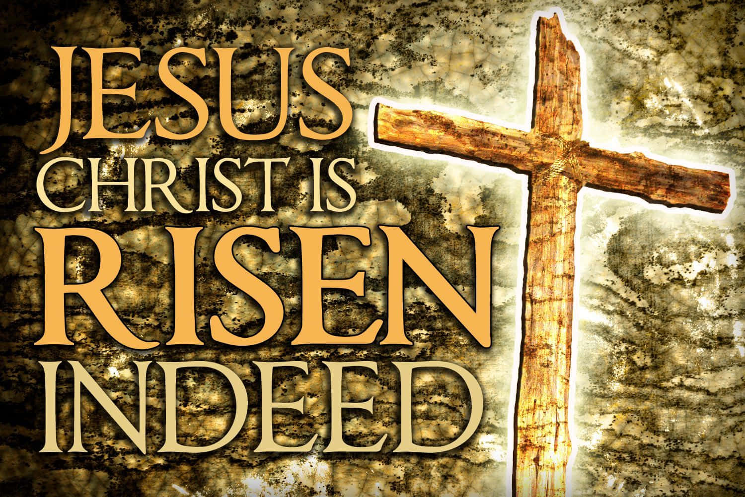 Christ Is Risen, wooden cross, bold text, HD Desktop Wallpaper