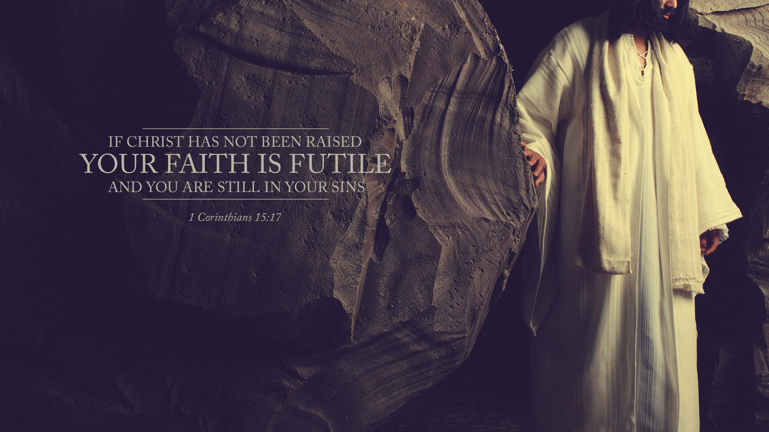 Christ Is Risen, 1 Corinthians 15:17, white robes, 2K Desktop Wallpaper