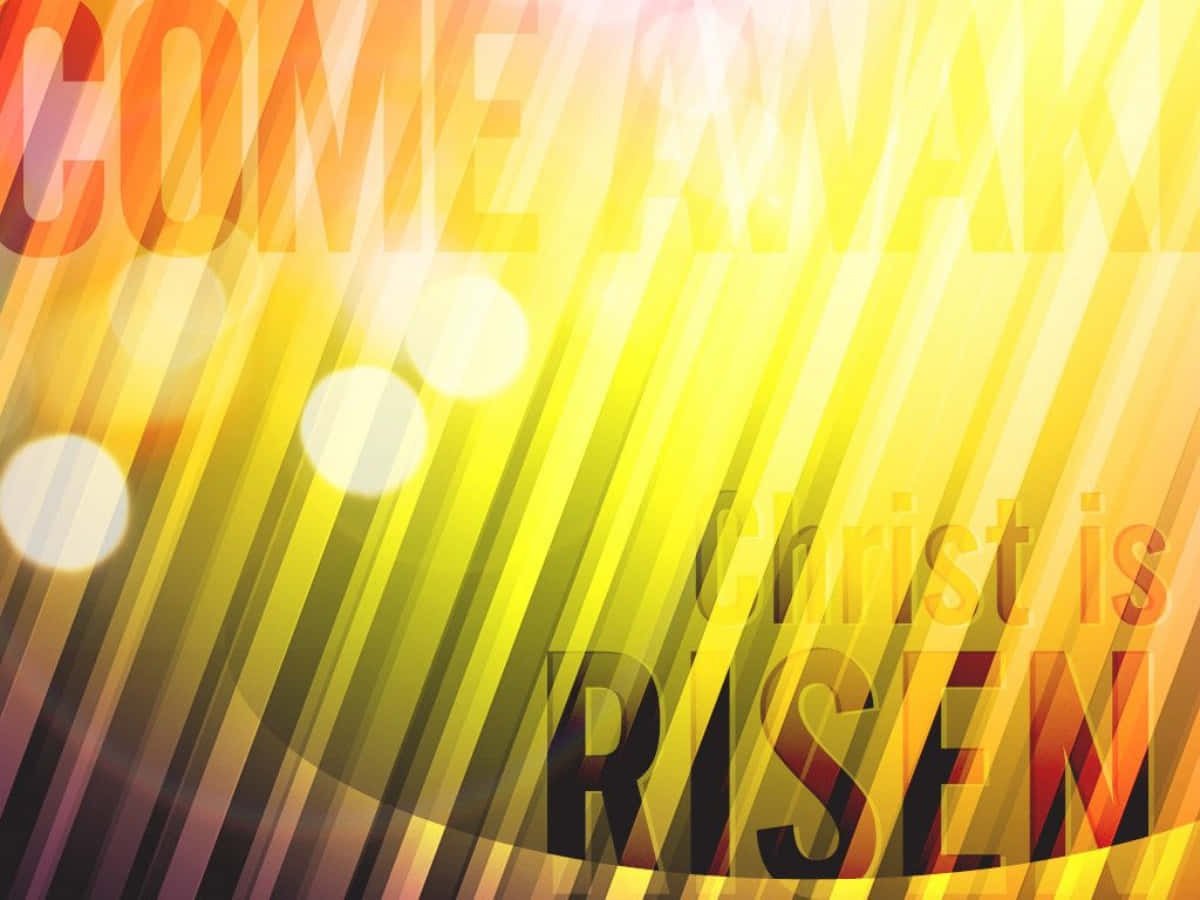 Christ is Risen, Vibrant yellow, Orange diagonal rays, SD Desktop Wallpaper