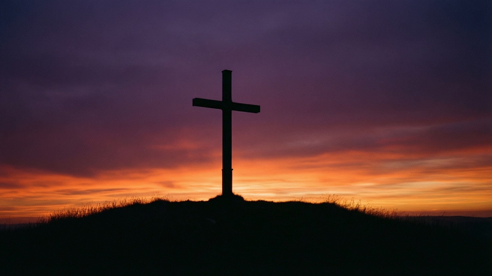 cross silhouette, sunrise, twilight sky, Full HD Desktop Wallpaper