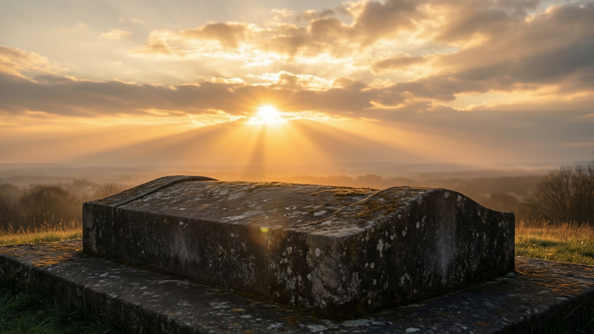 empty tomb, sunrise, peaceful, Full HD Desktop Wallpaper
