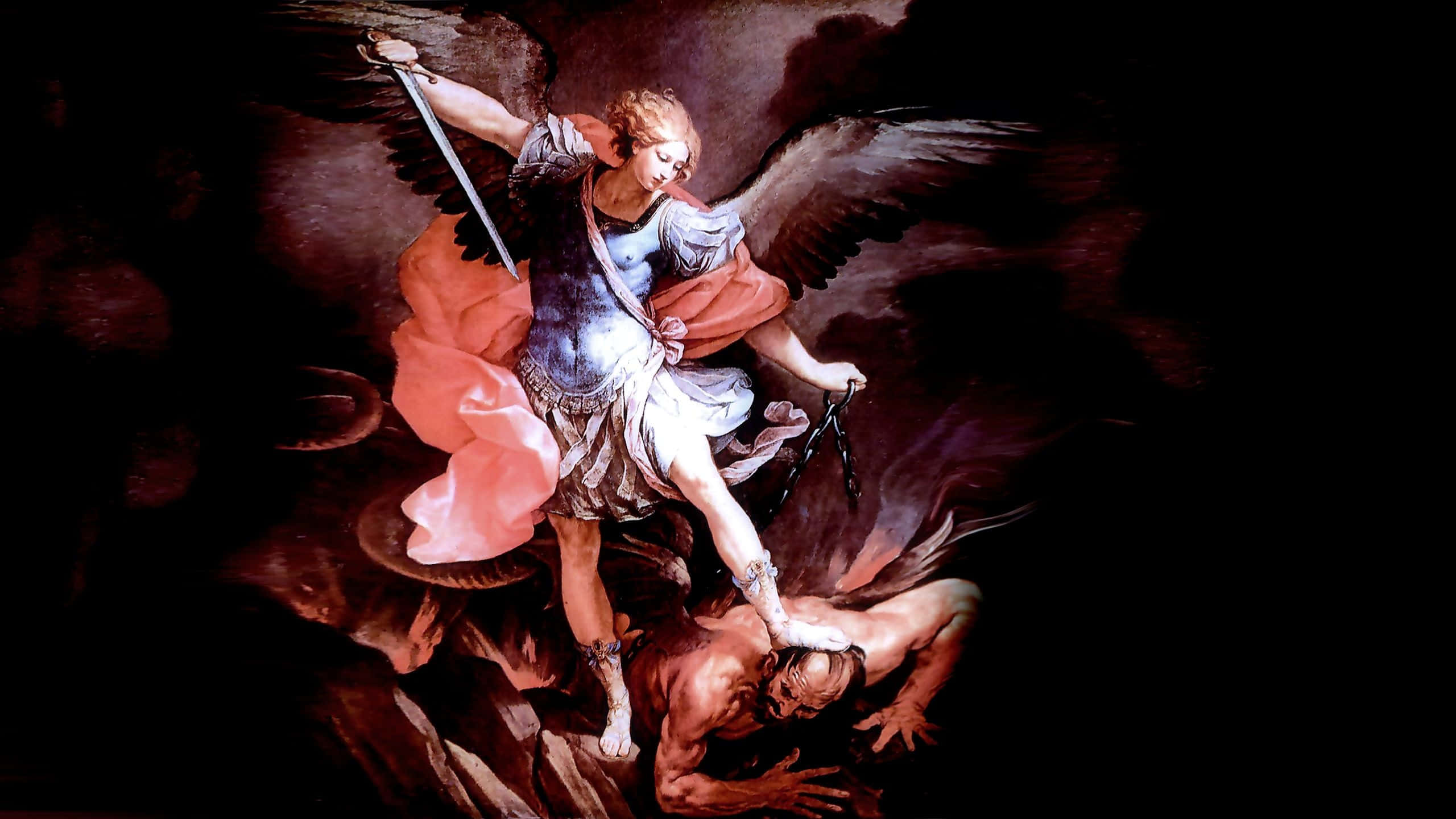baroque-style, angel, demonic figure, 2K Desktop Wallpaper