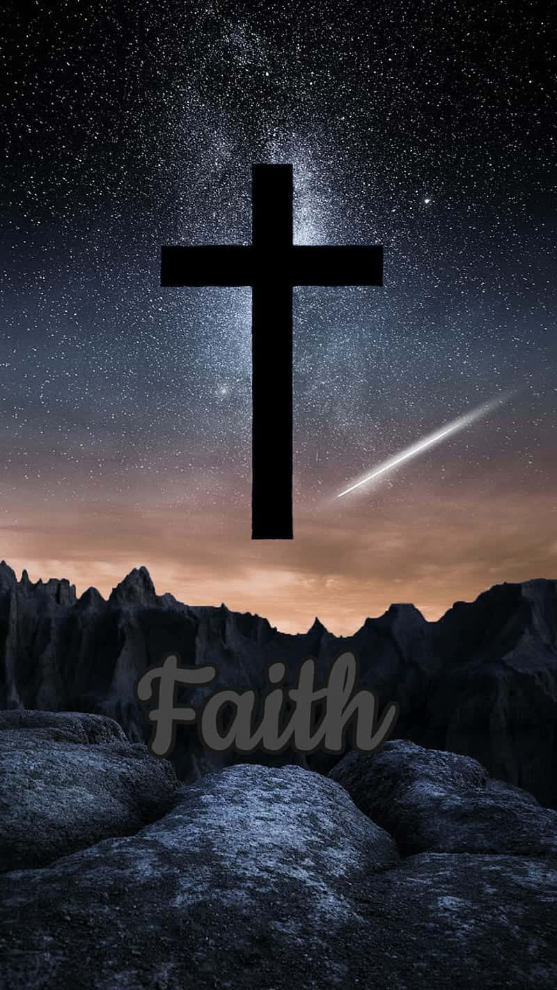 Starry Night, cross, shooting star, HD Phone Wallpaper