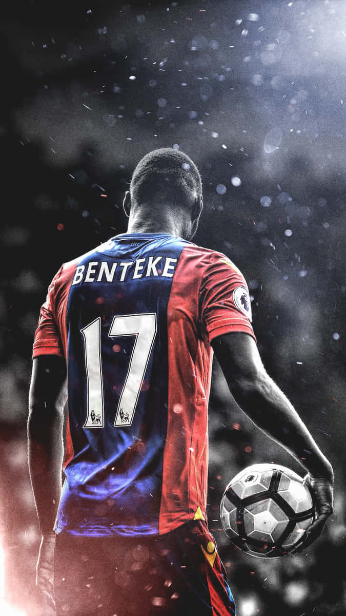 Christian Benteke, red and blue jersey, number 17, SD Phone Wallpaper