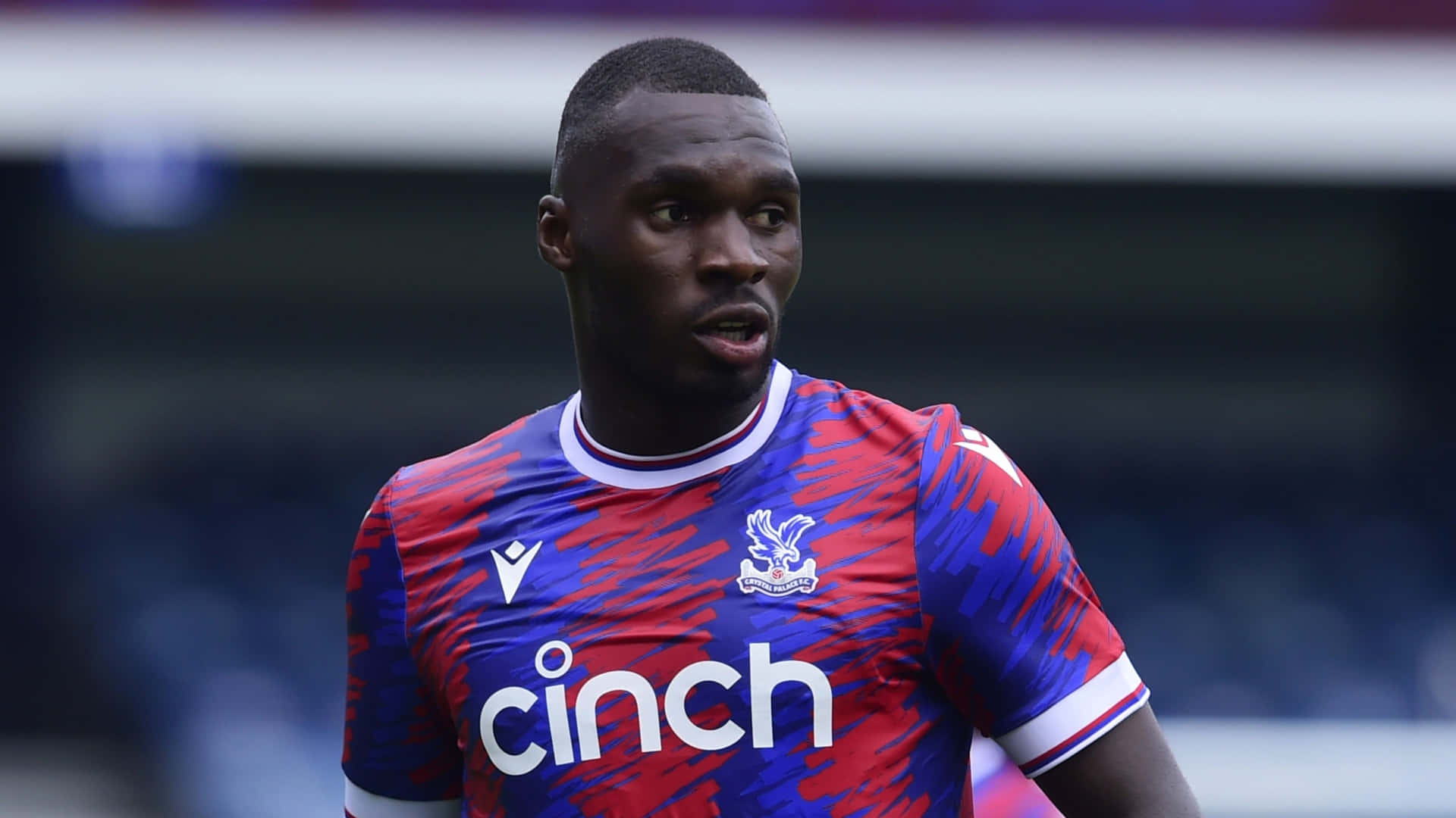 Christian Benteke, red and blue patterned jersey, cinch sponsor logo, Full HD Desktop Wallpaper