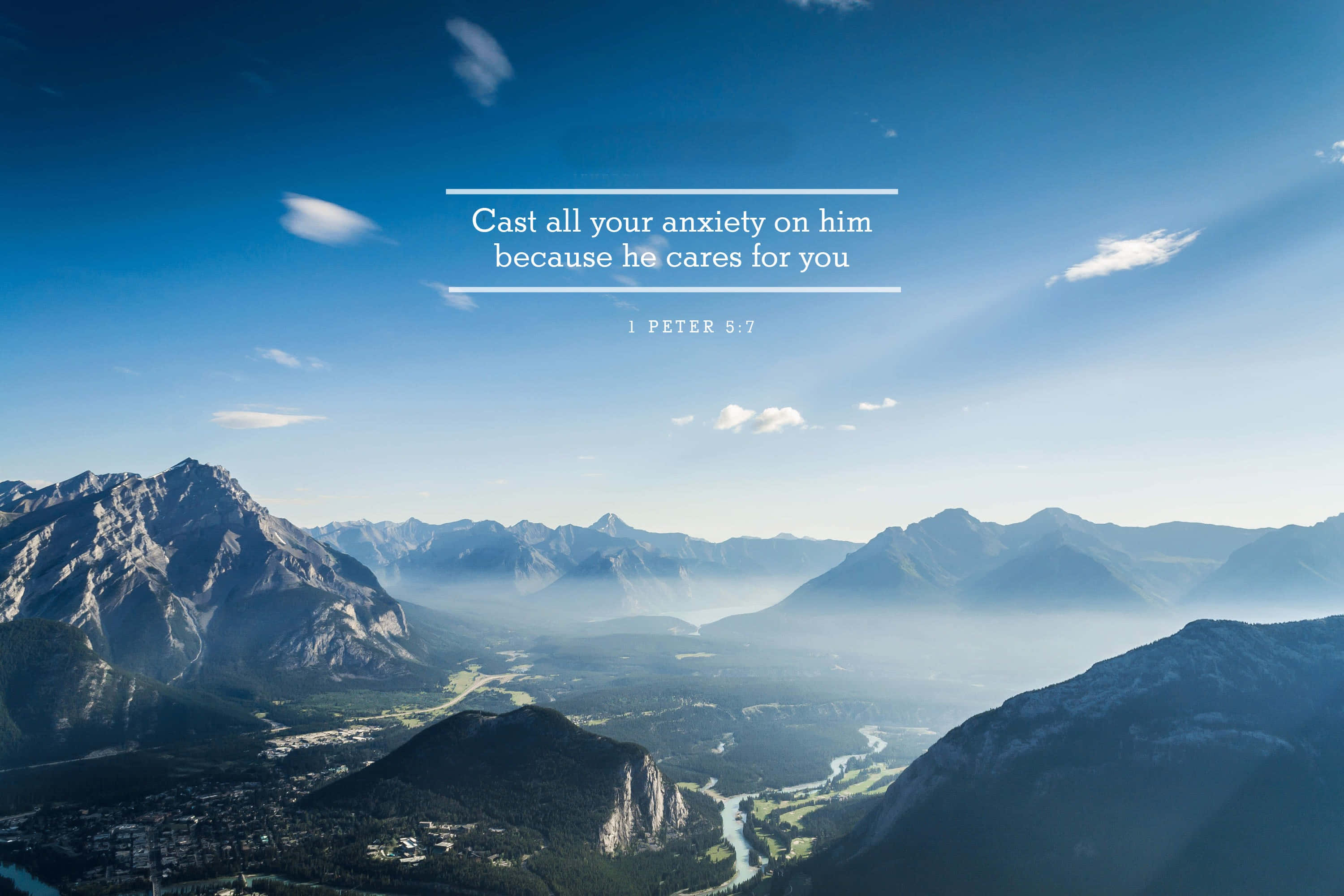 Christian Desktop, mountain valley, bright sunlight, 2K Desktop Wallpaper