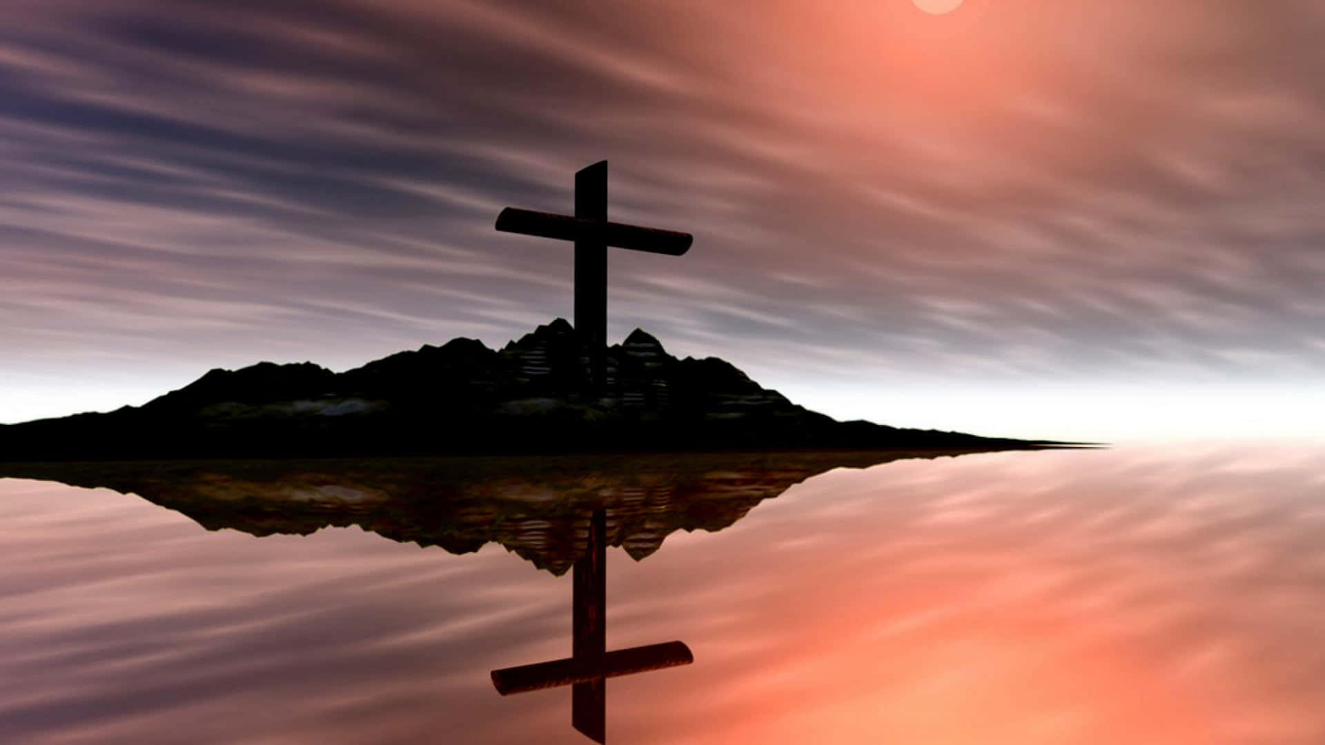 Christian Desktop, dark cross, mountain peak, Full HD Desktop Wallpaper