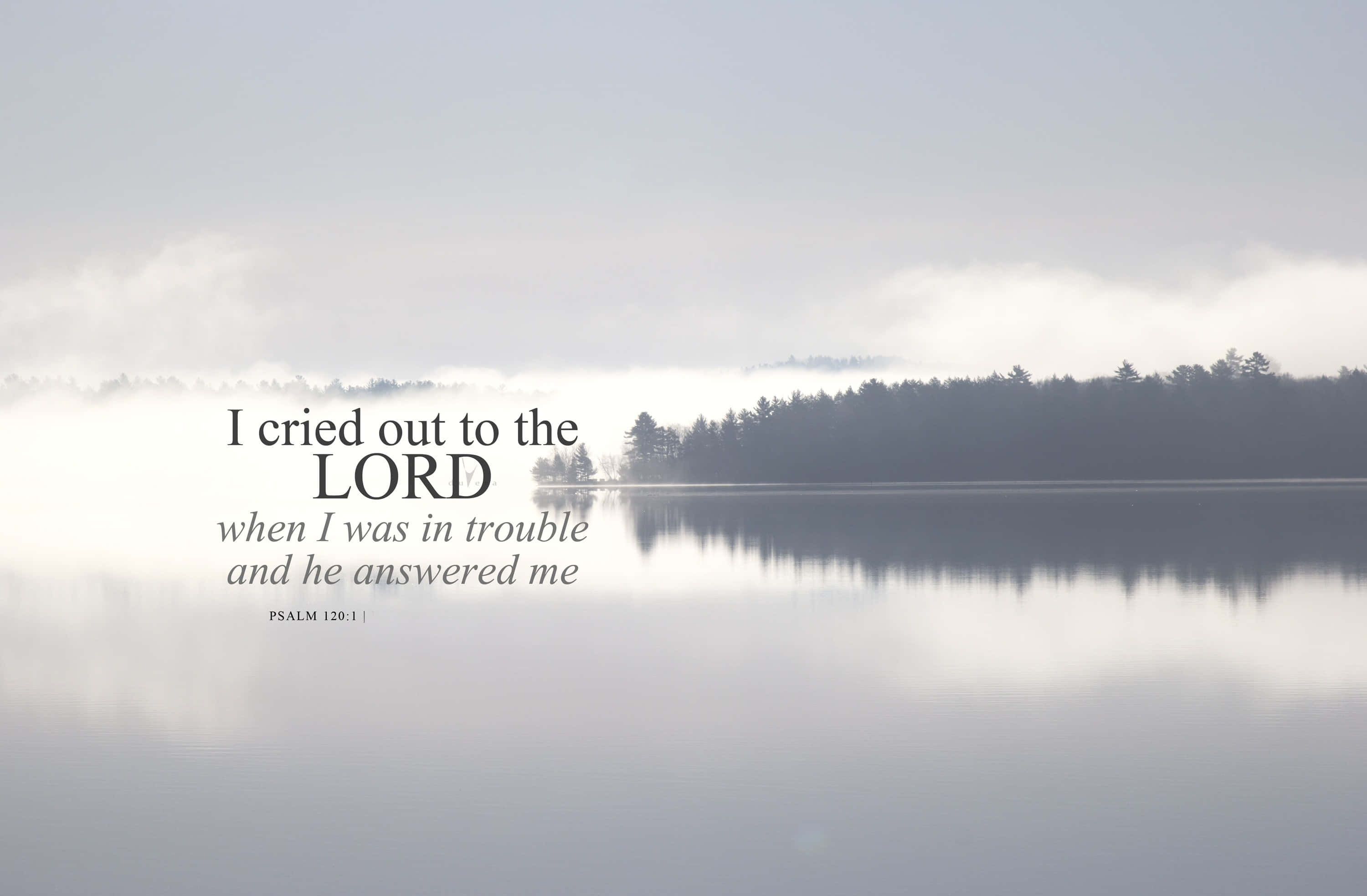 Christian Desktop, biblical verse, misty lake, 2K Desktop Wallpaper