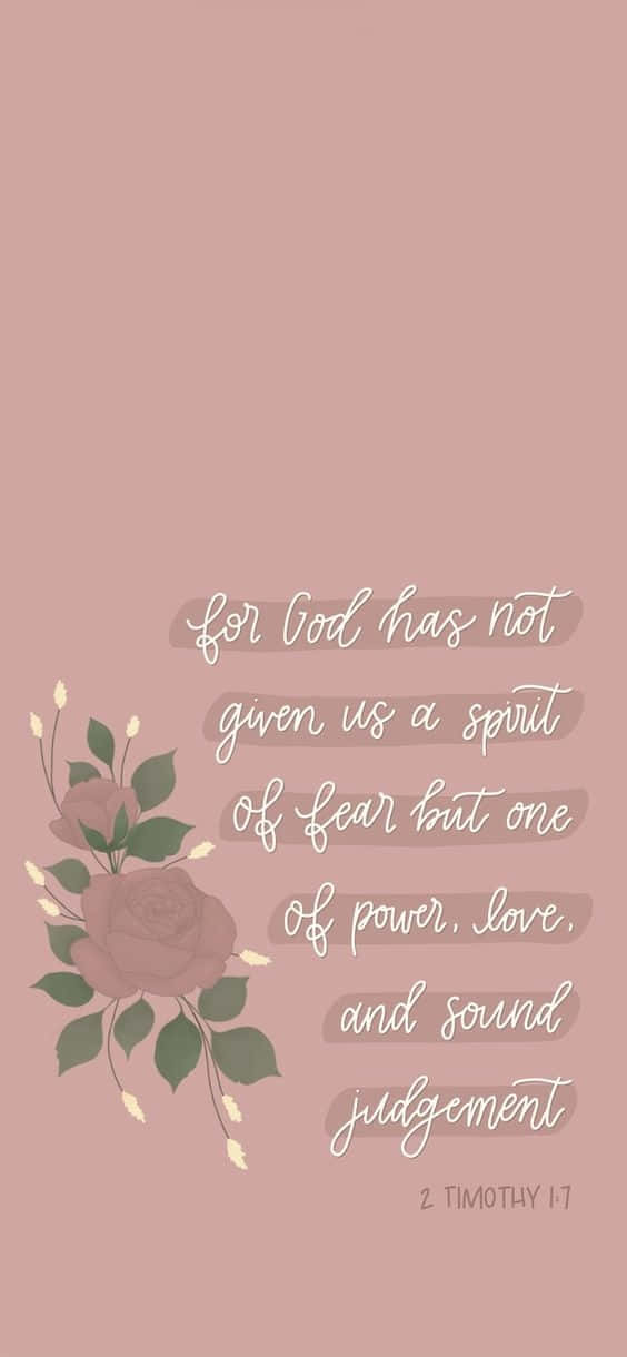 2 Timothy 1:7, rose illustration, soft pink, SD Phone Wallpaper