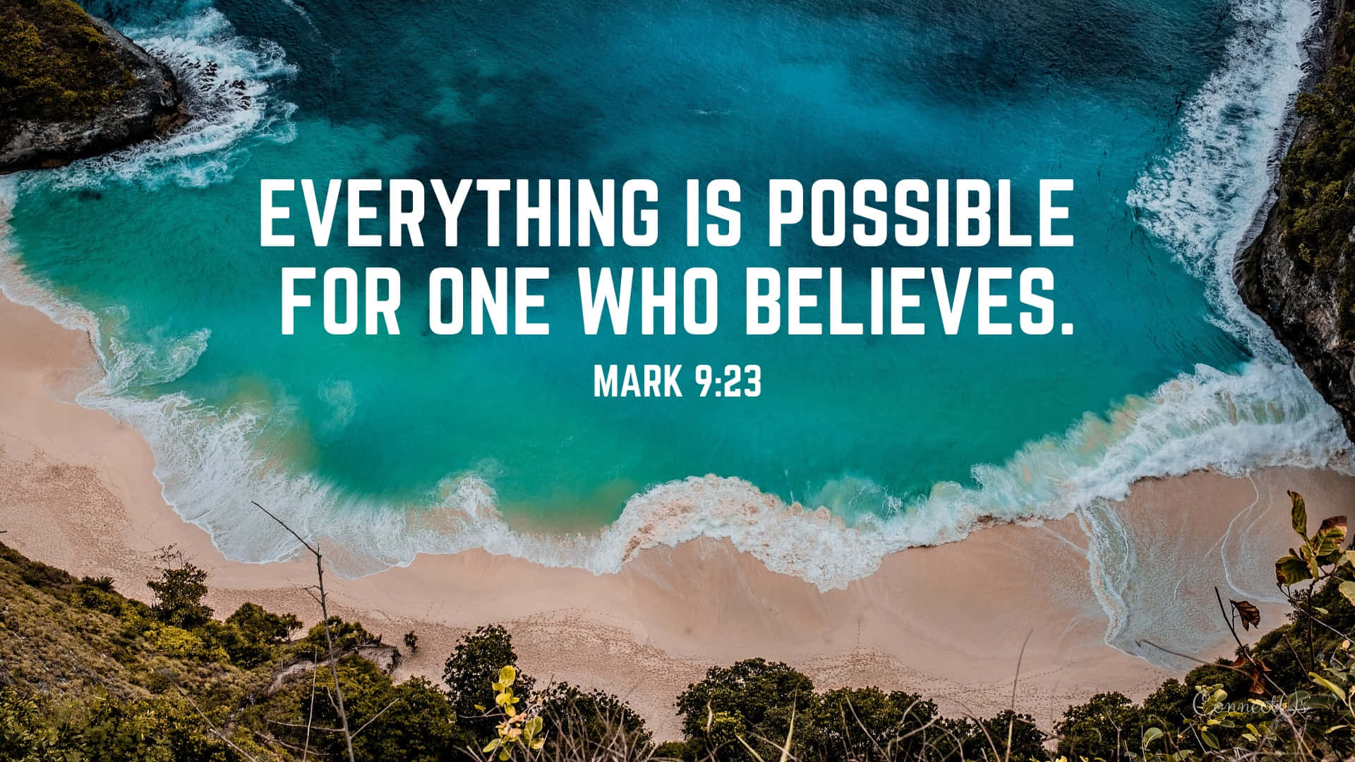 Christian Desktop, turquoise ocean, pink sand beach, Full HD Desktop Wallpaper