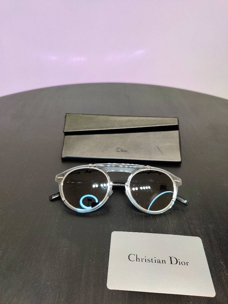 Christian Dior, round sunglasses, silver frames, SD Phone Wallpaper