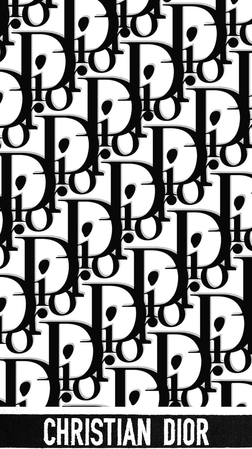 Christian Dior, monogram pattern, black and white, HD Phone Wallpaper