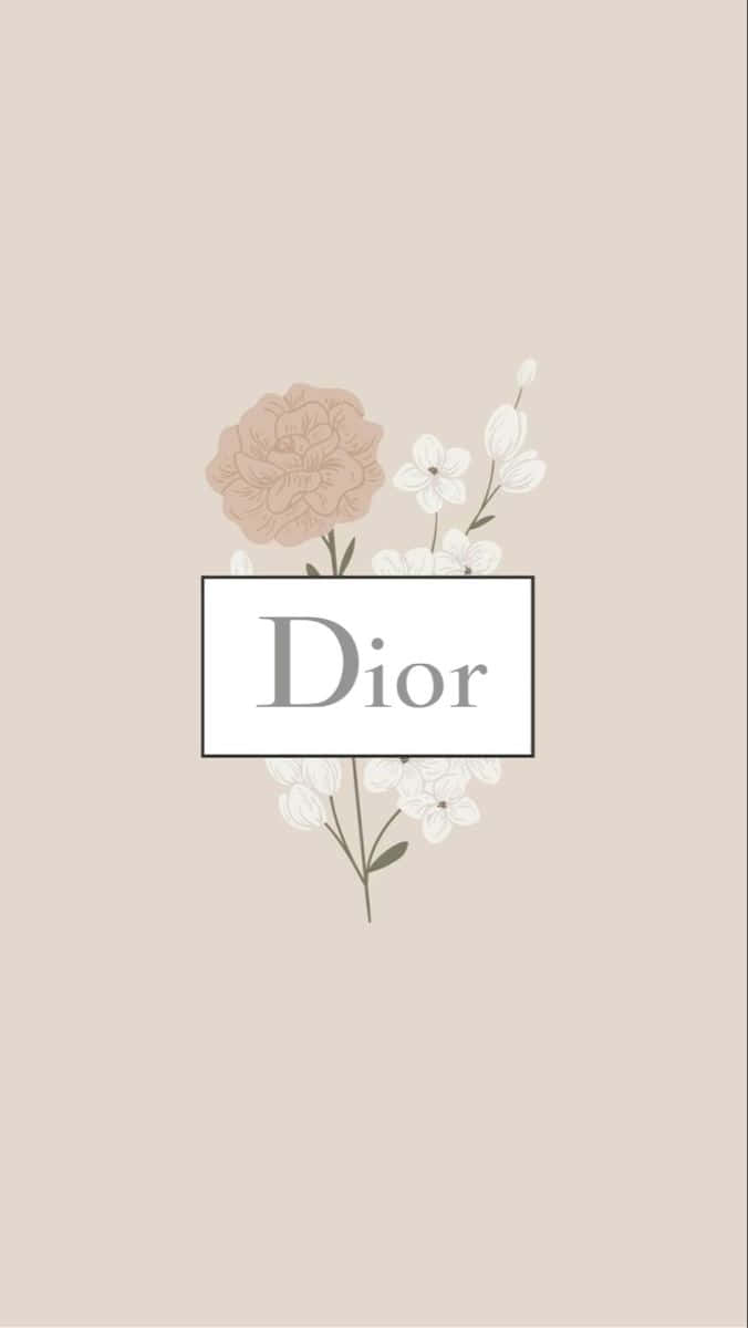 Christian Dior, floral logo design, beige wallpaper, SD Phone Wallpaper