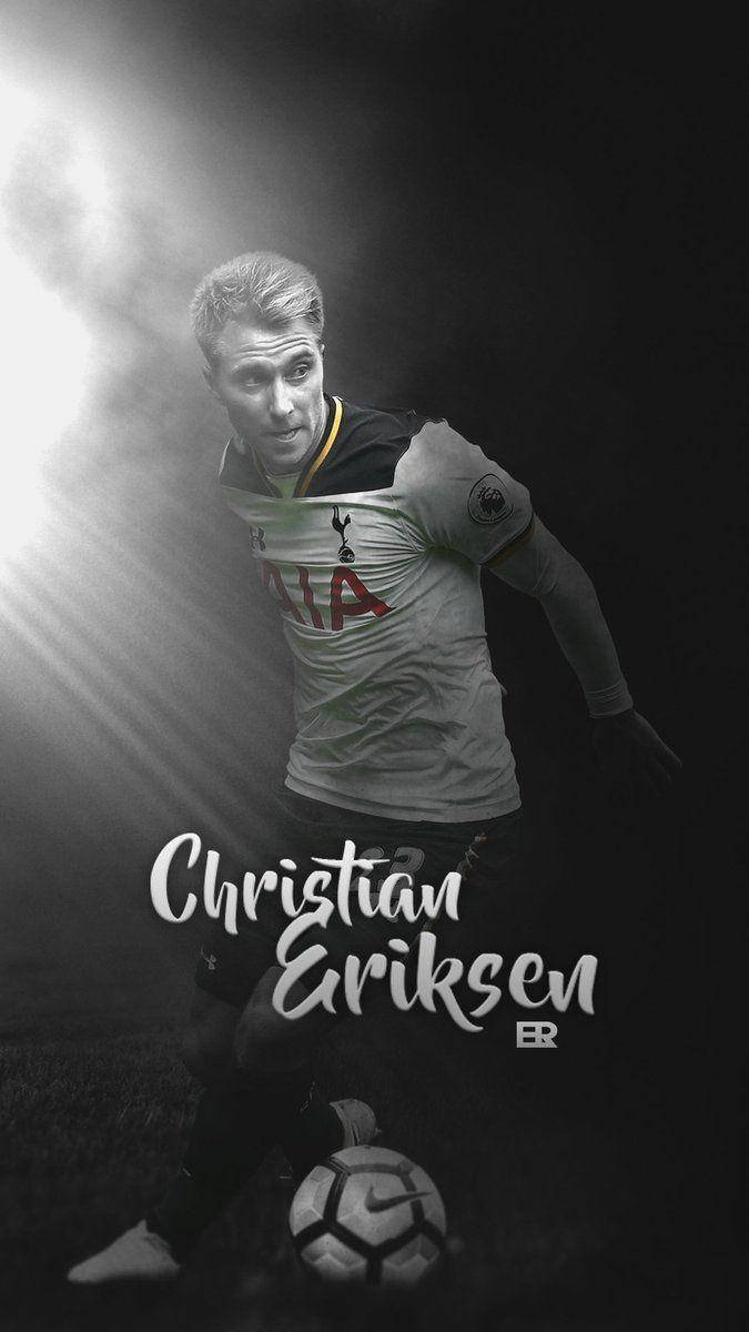 Christian Eriksen, soccer ball, spotlight beams, SD Phone Wallpaper