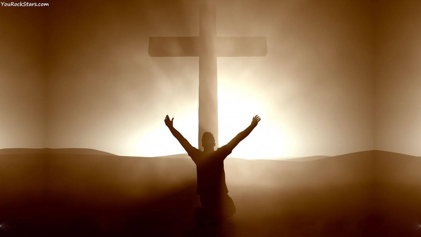 Christian God, cross, silhouetted person, HD Desktop Wallpaper