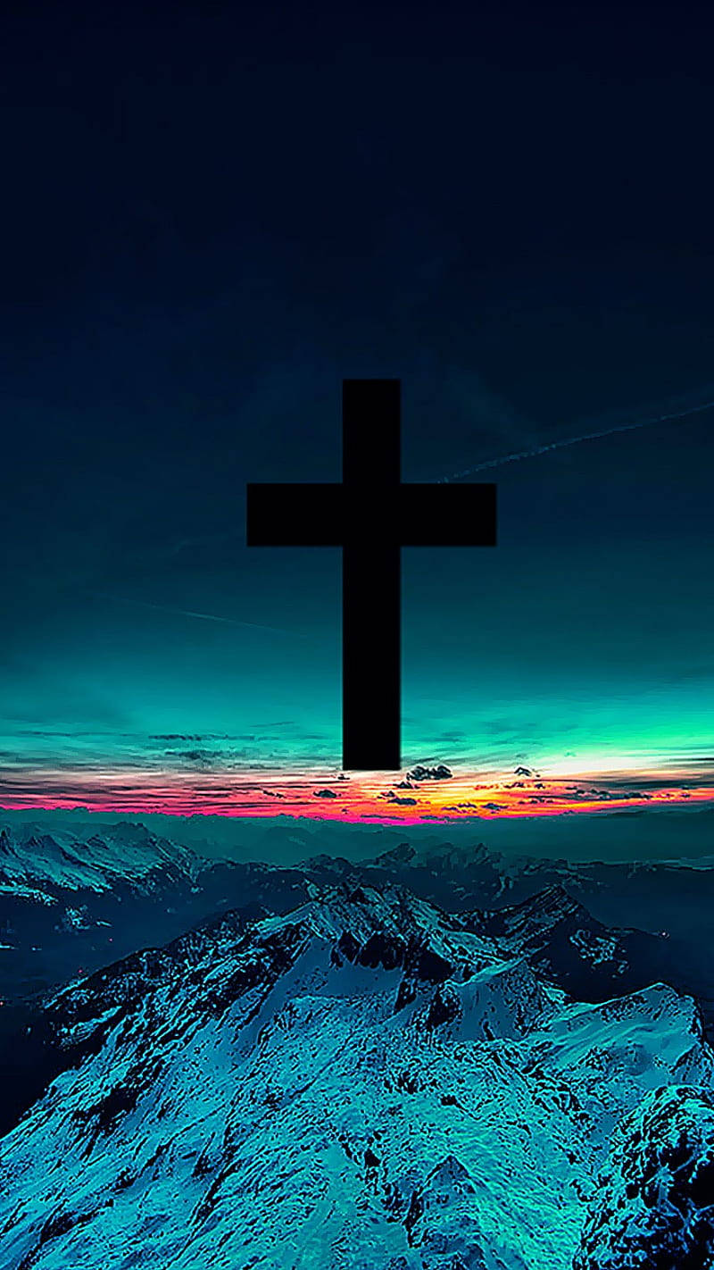 Christian iPhone, black cross, sunset sky, HD Phone Wallpaper