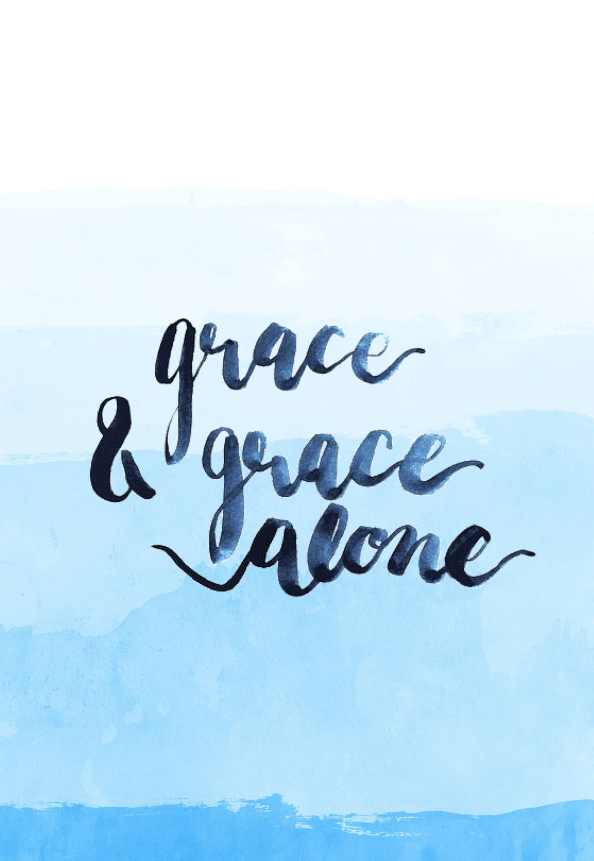 grace & grace alone, soft blue watercolor washes, calligraphy, HD Phone Wallpaper