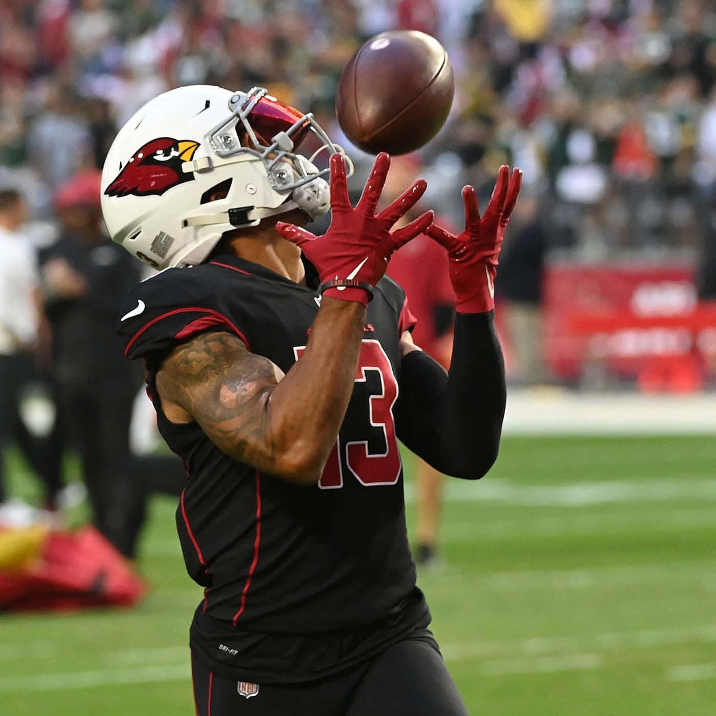 Christian Kirk, black and red uniform, brown football, HD Desktop Wallpaper