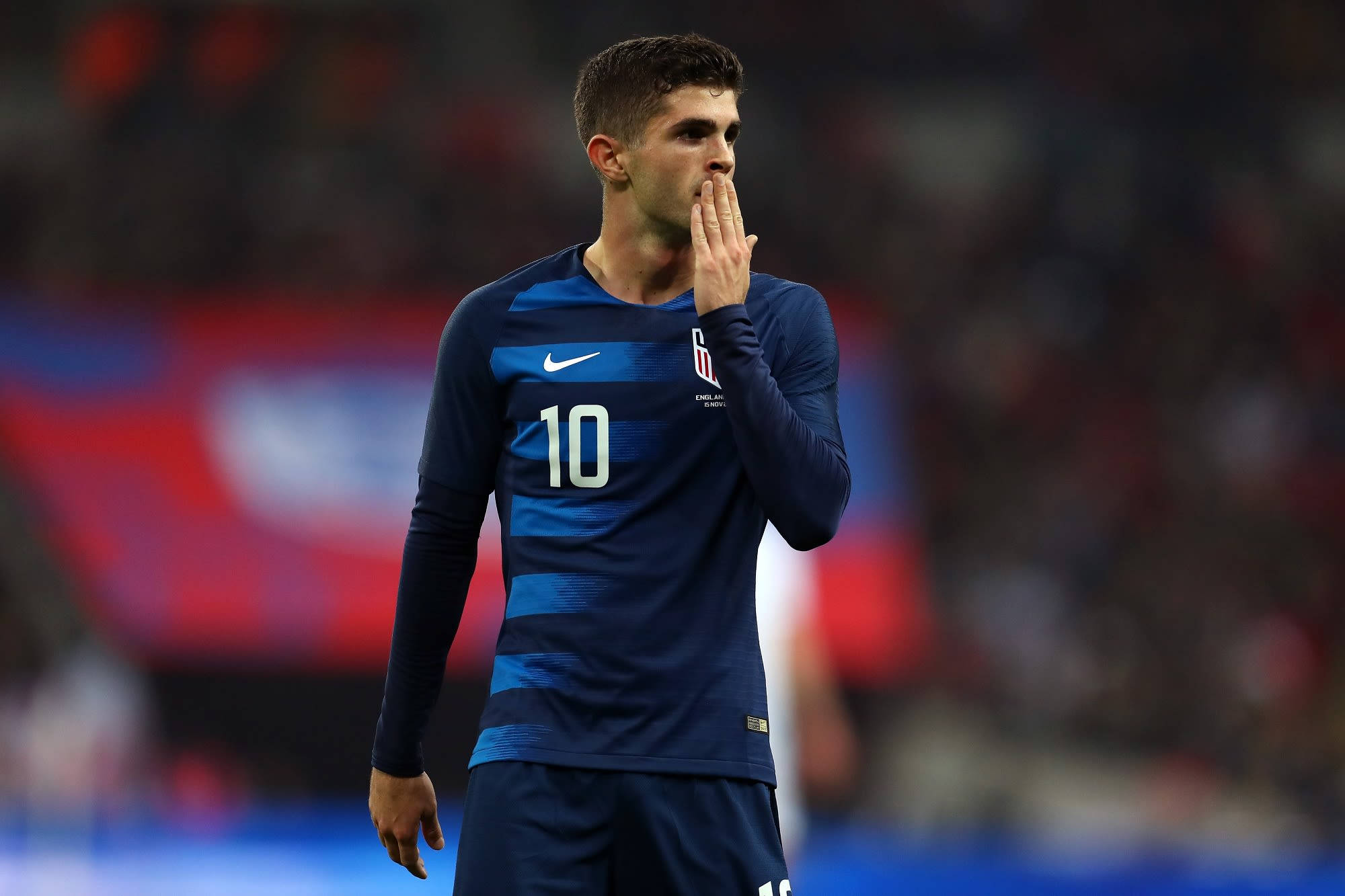 Christian Pulisic, blue jersey, number 10, Full HD Desktop Wallpaper