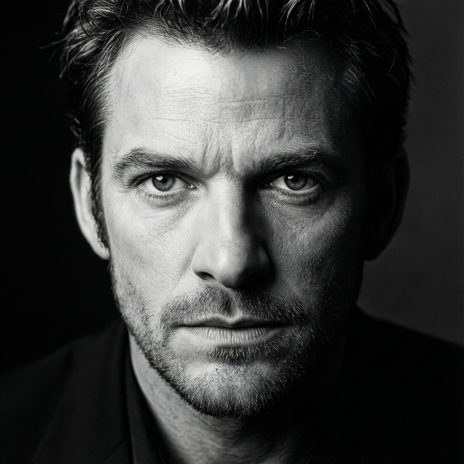 Christian Slater, black and white, dramatic lighting, HD Desktop Wallpaper