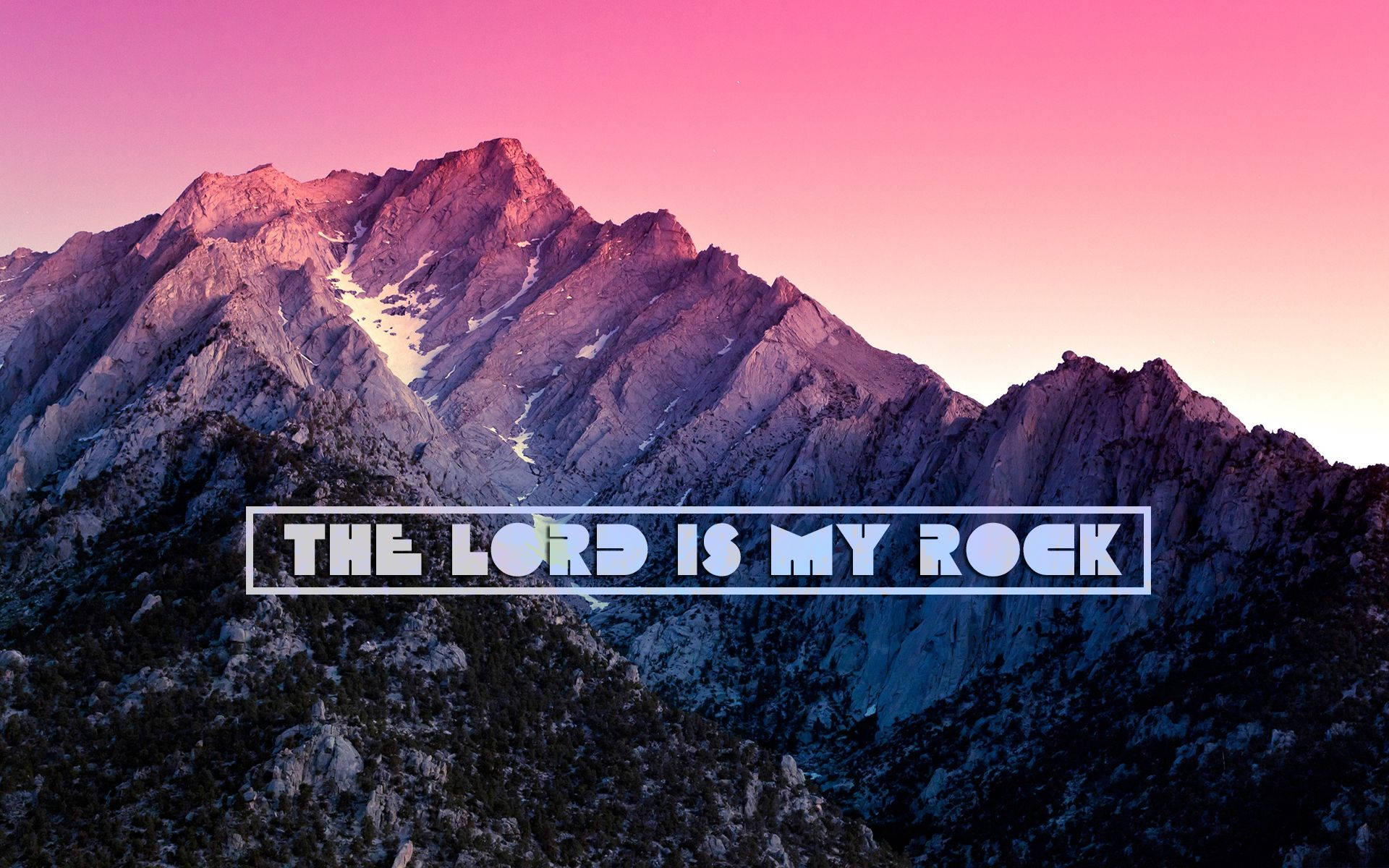 THE LORD IS MY ROCK, pink and purple twilight, mountain range, Full HD Desktop Wallpaper