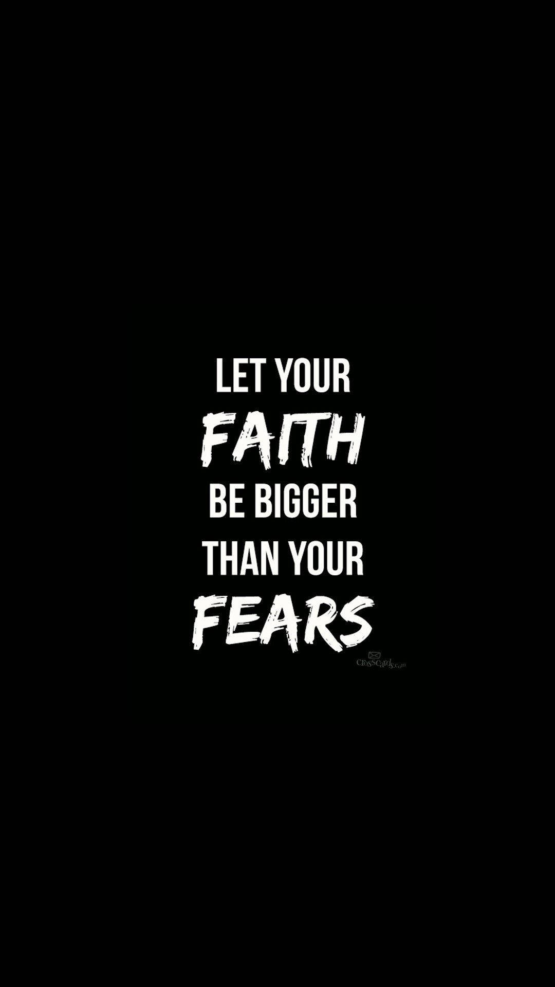 Christian Faith Quotation, bold white text, black background, Full HD Phone Wallpaper