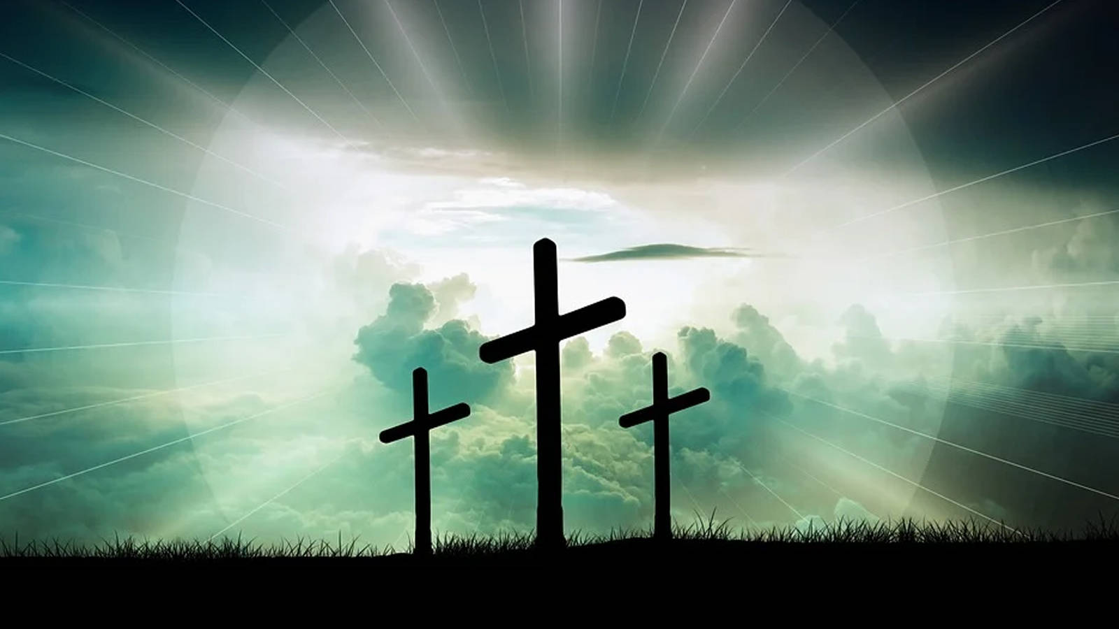 crucifixion, three crosses, heavenly sky, HD Desktop Wallpaper