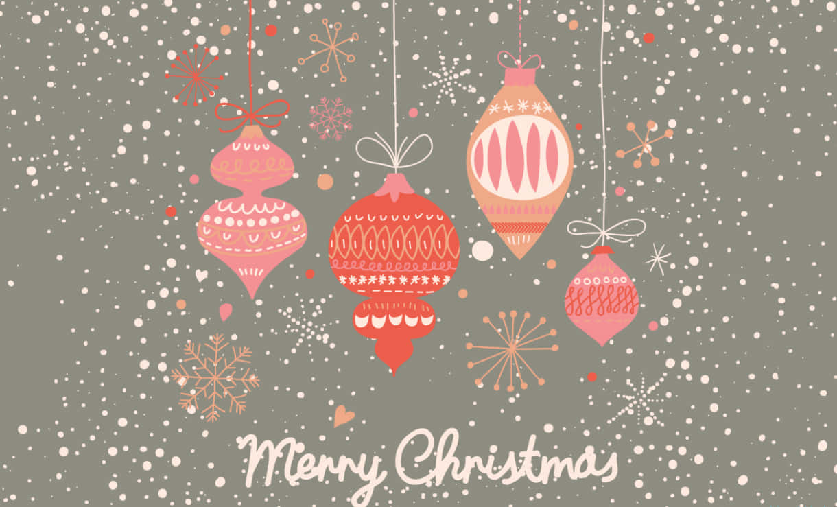 Pink And Red Christmas Aesthetic Computer, Christmas ornaments, gray background, SD Desktop Wallpaper