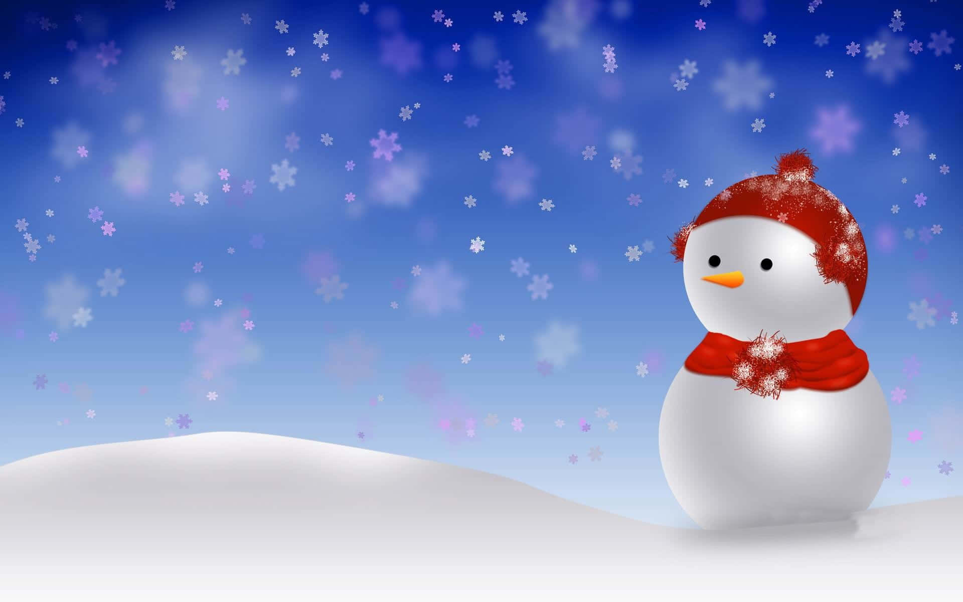 snowman, red hat, scarf, Full HD Desktop Wallpaper